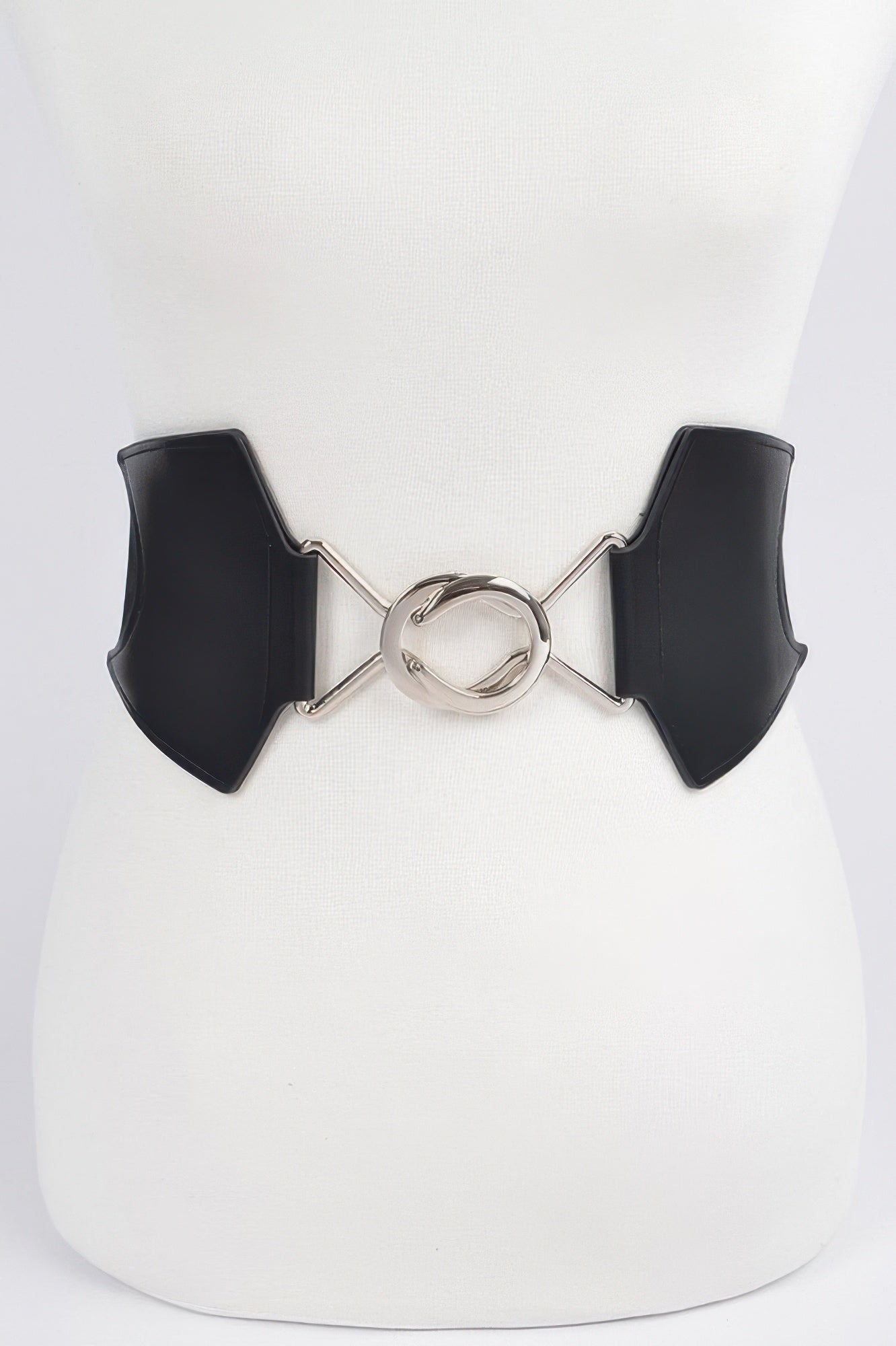 Faux Leather Wide Elastic Belt