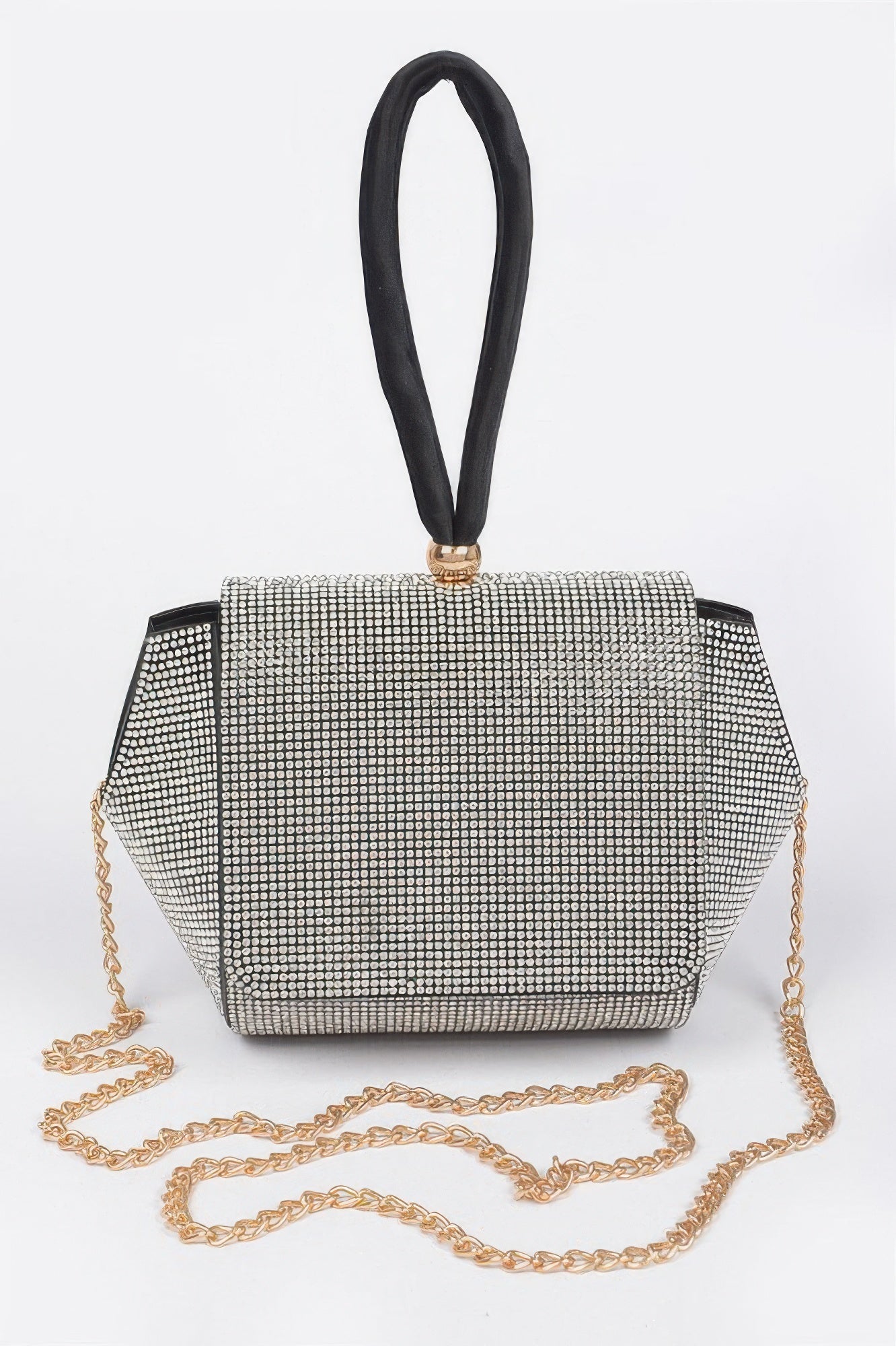 Rhinestone Wrist Band Flap Clutch