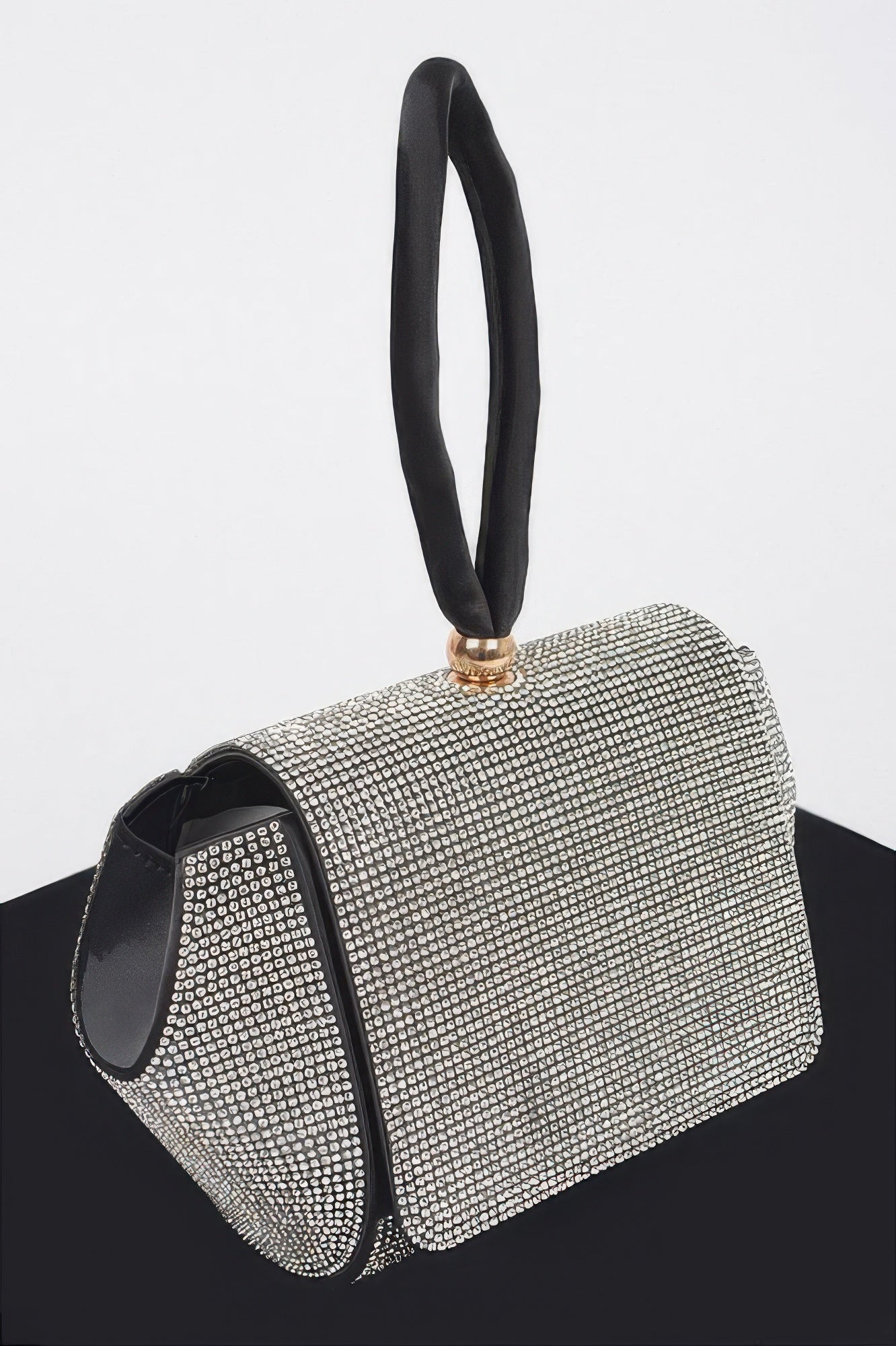 Rhinestone Wrist Band Flap Clutch
