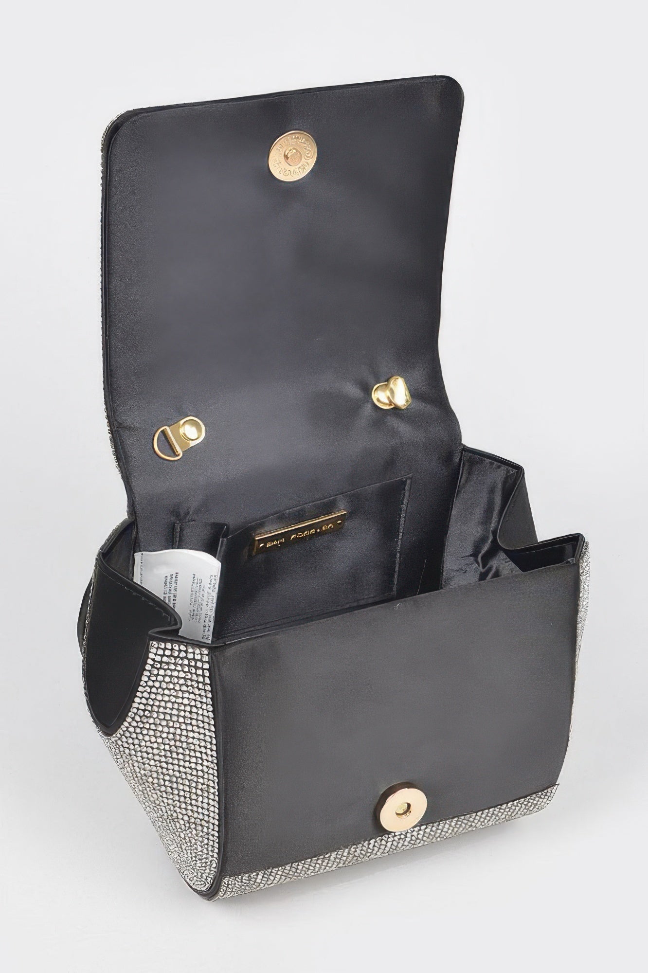 Rhinestone Wrist Band Flap Clutch