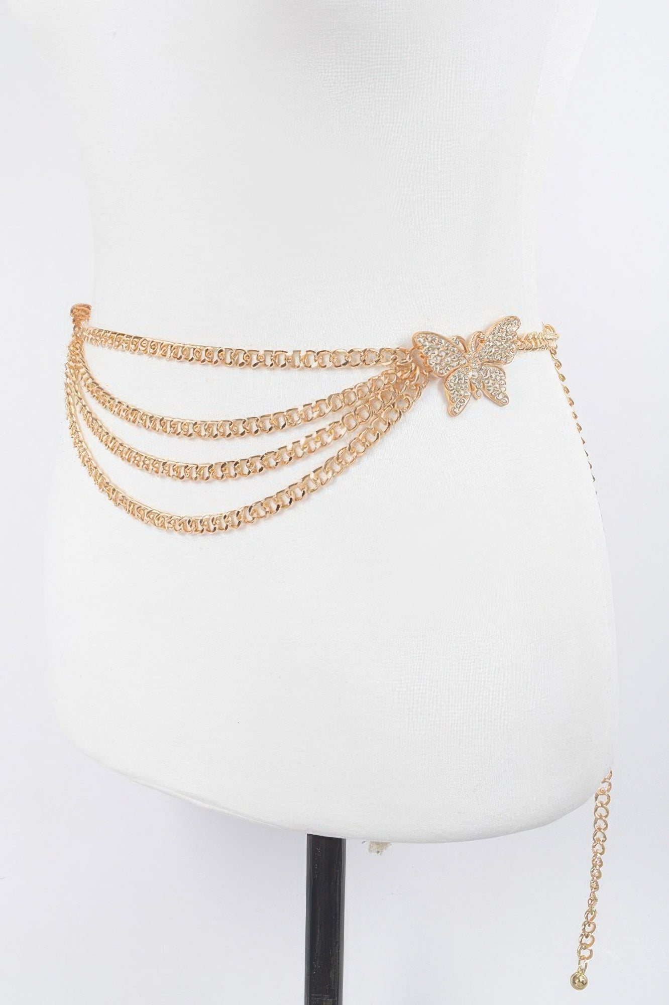 Butterfly Buckle Layered Chain Belt