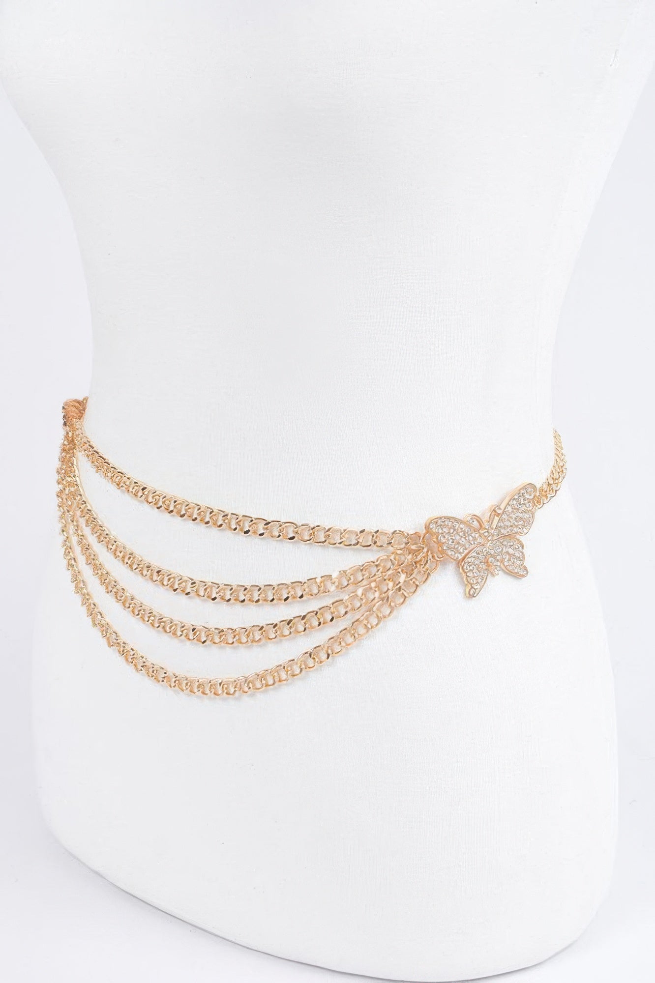 Butterfly Buckle Layered Chain Belt