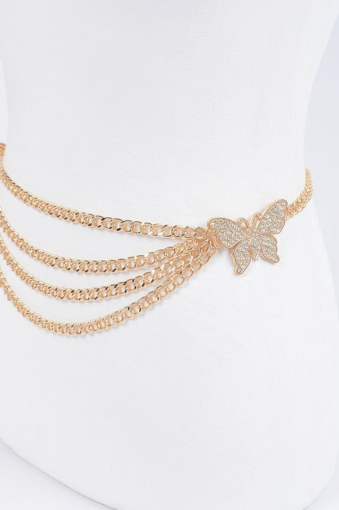 Butterfly Buckle Layered Chain Belt