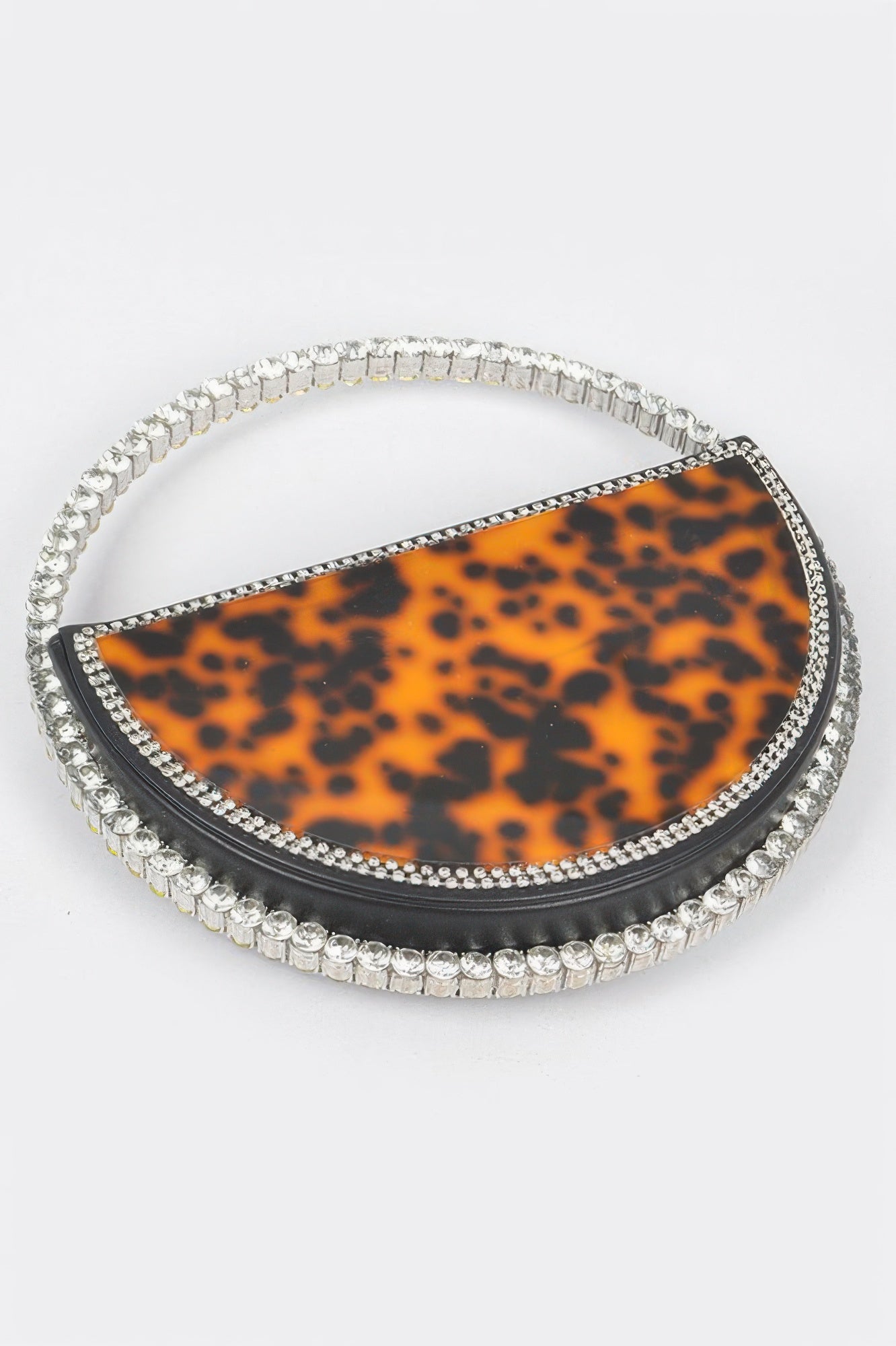 Rhinestone Handle Tortoise Bag