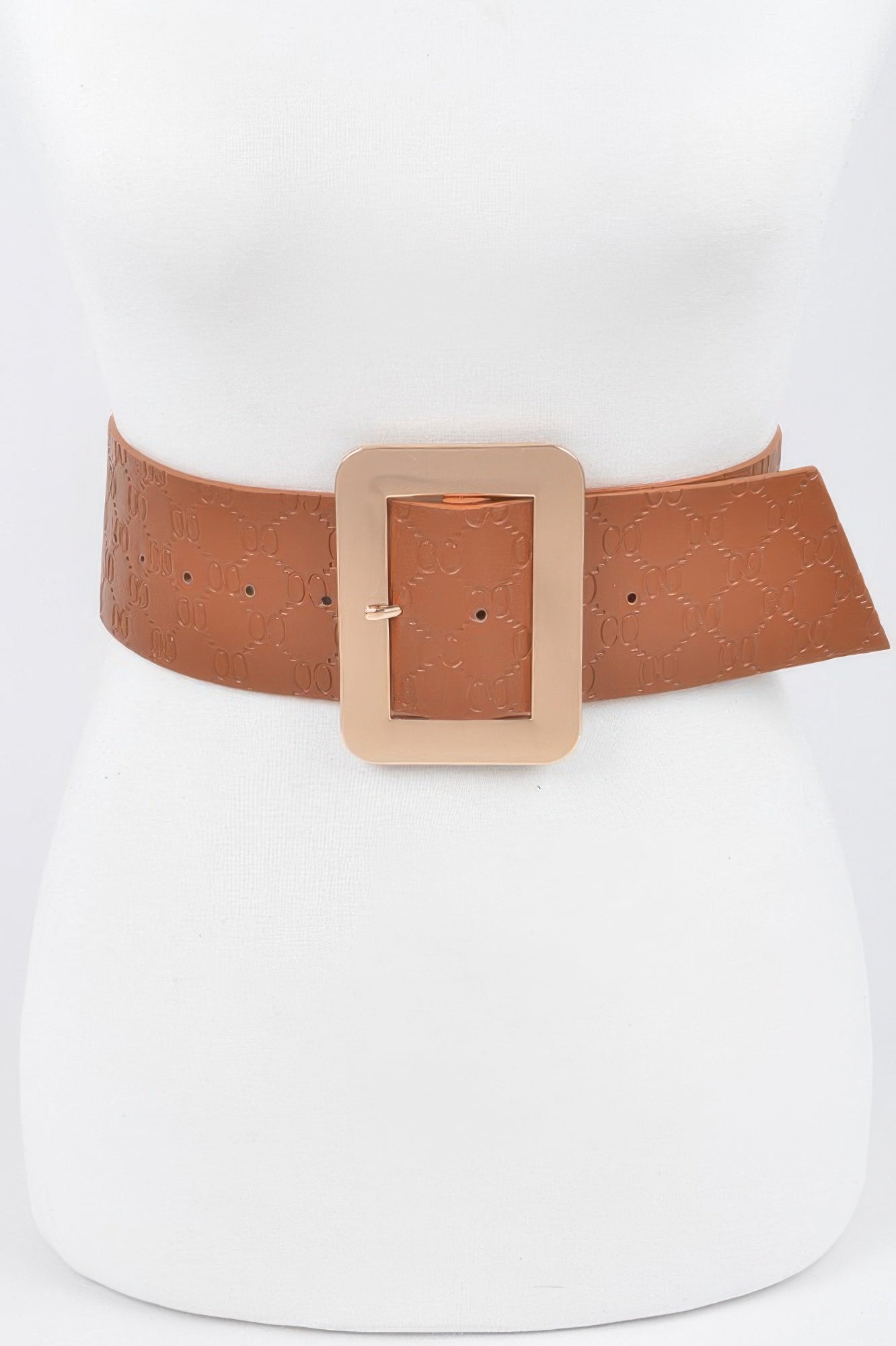 Big Metal Buckle Embossed Belt
