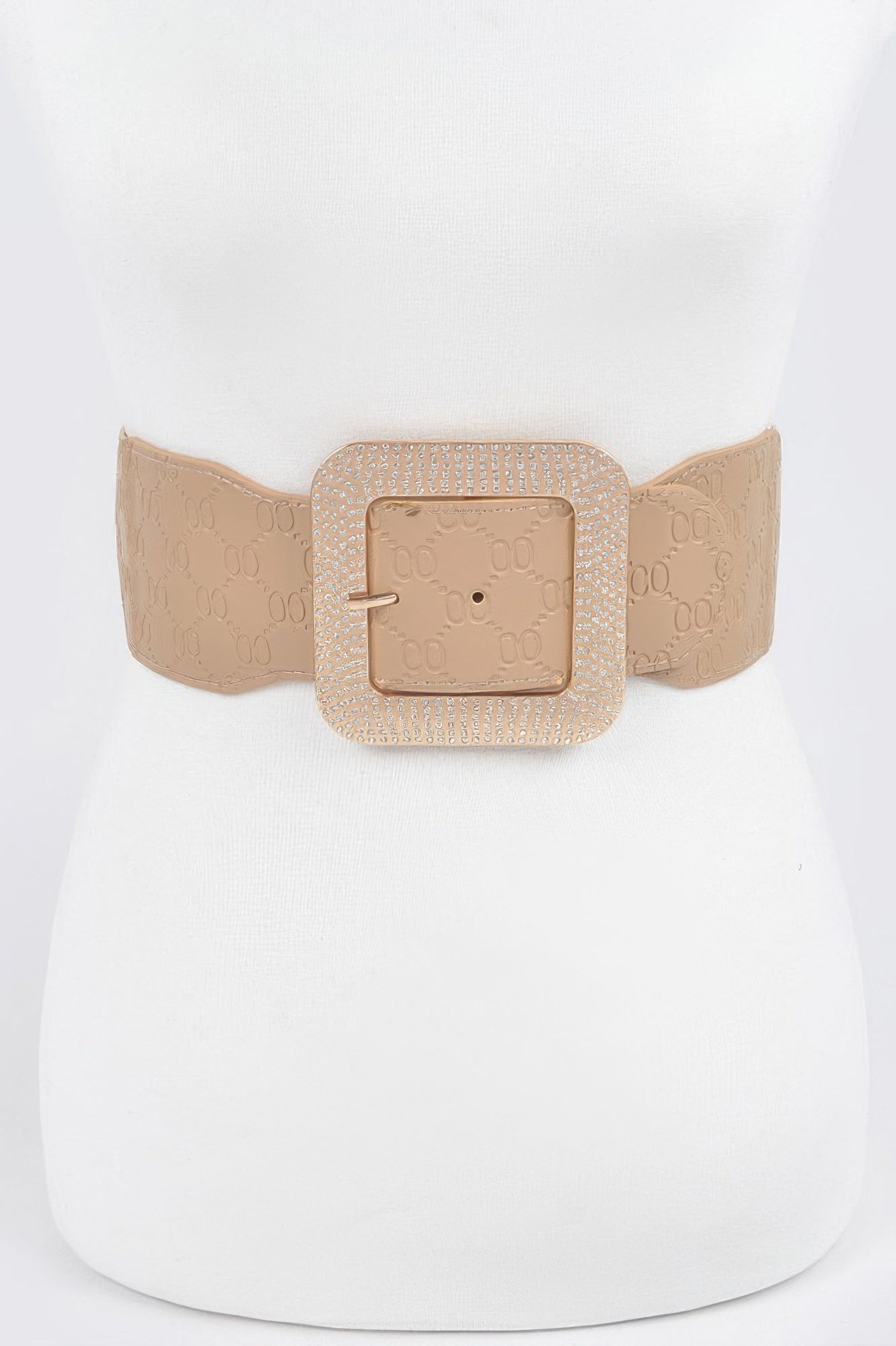 Big Rhinestone Buckle Embossed Plus Size Belt