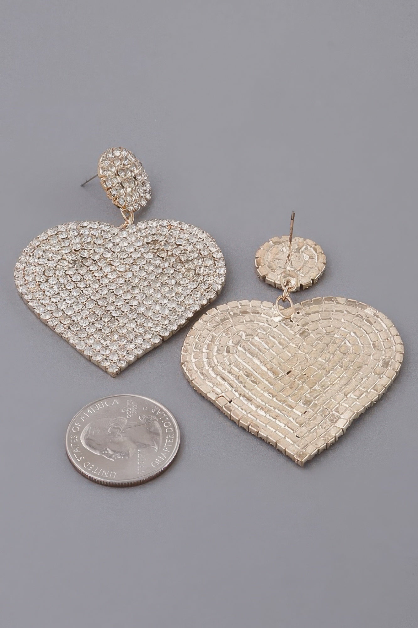 Jeweled Heart Drop Earrings