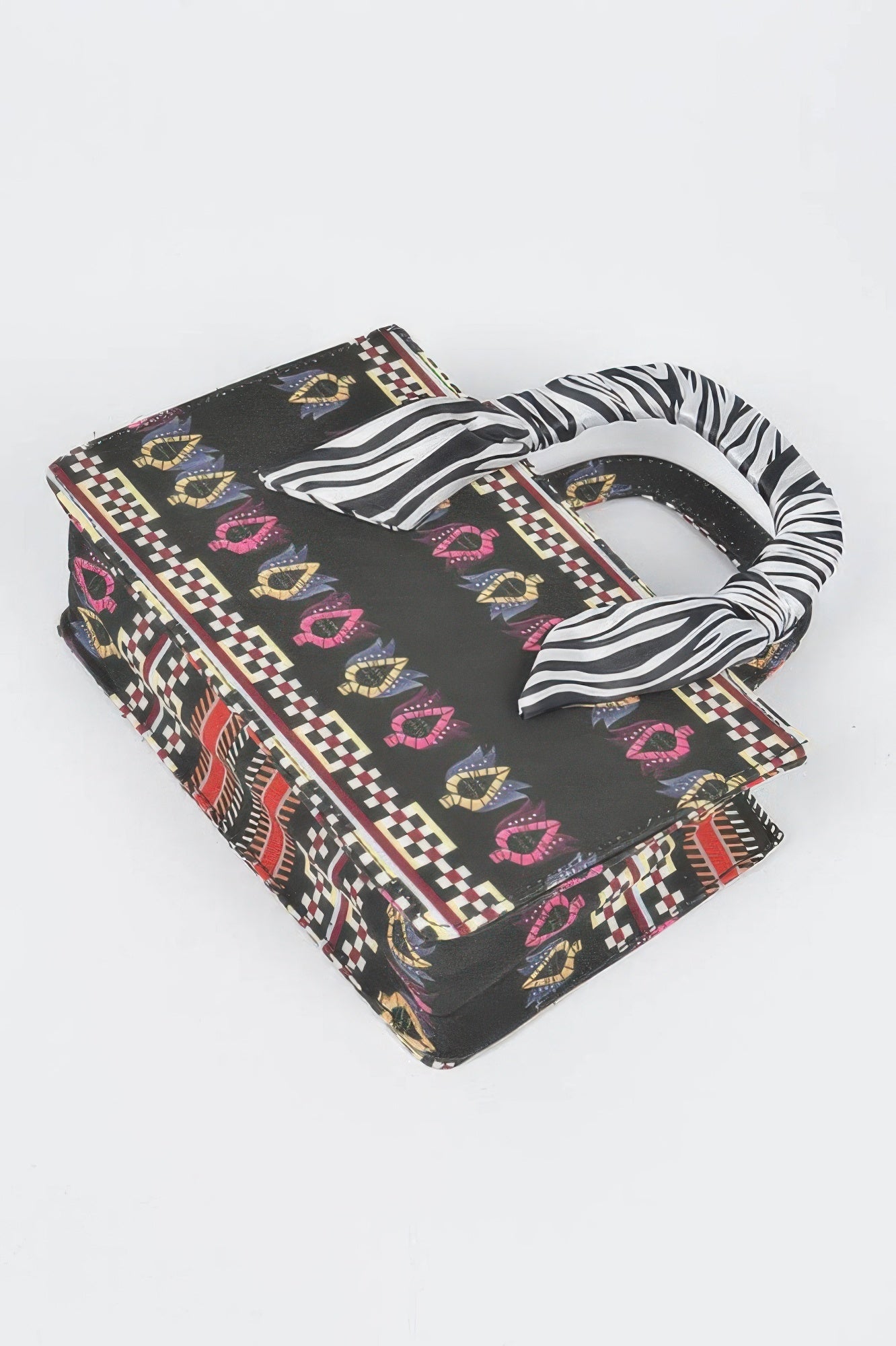 Multi Color Scarf Handle Mini Tote Bag