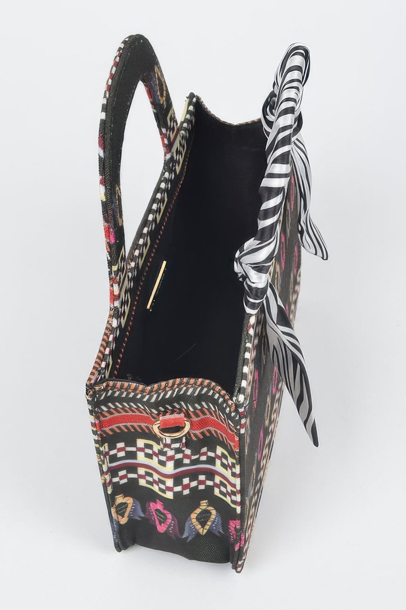 Multi Color Scarf Handle Mini Tote Bag
