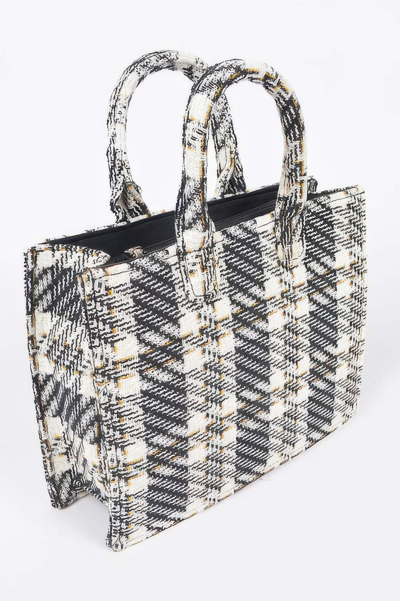 Tweed Plaid Medium Tote Bag
