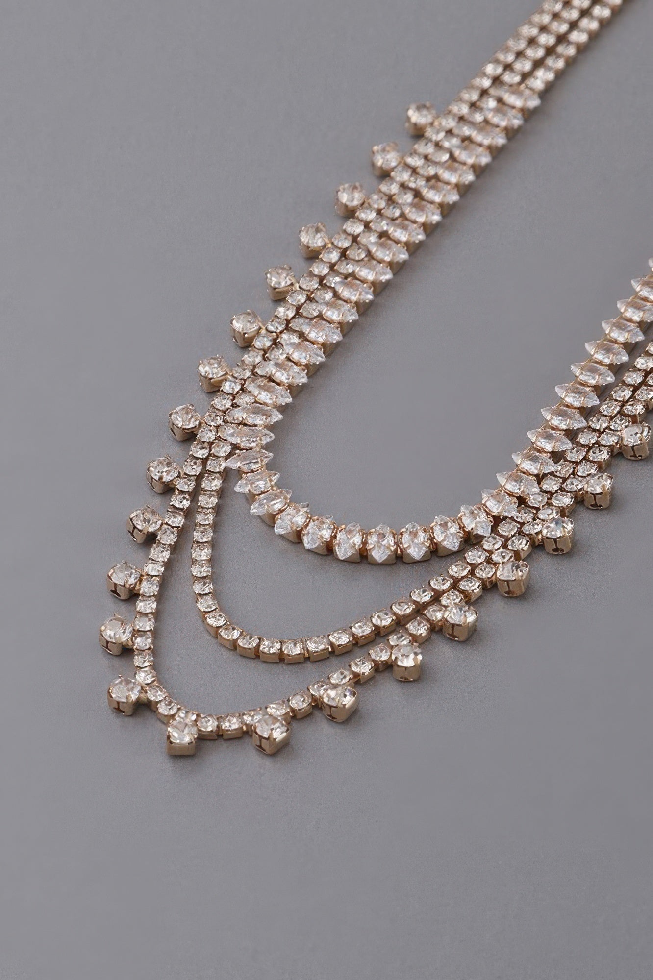 Triple Rhinestone Drop Necklace