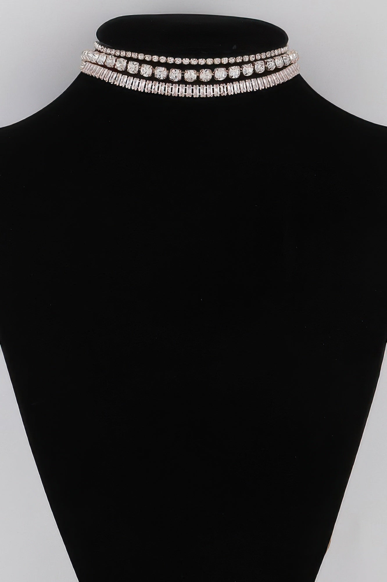 Triple Jewel Choker Necklace