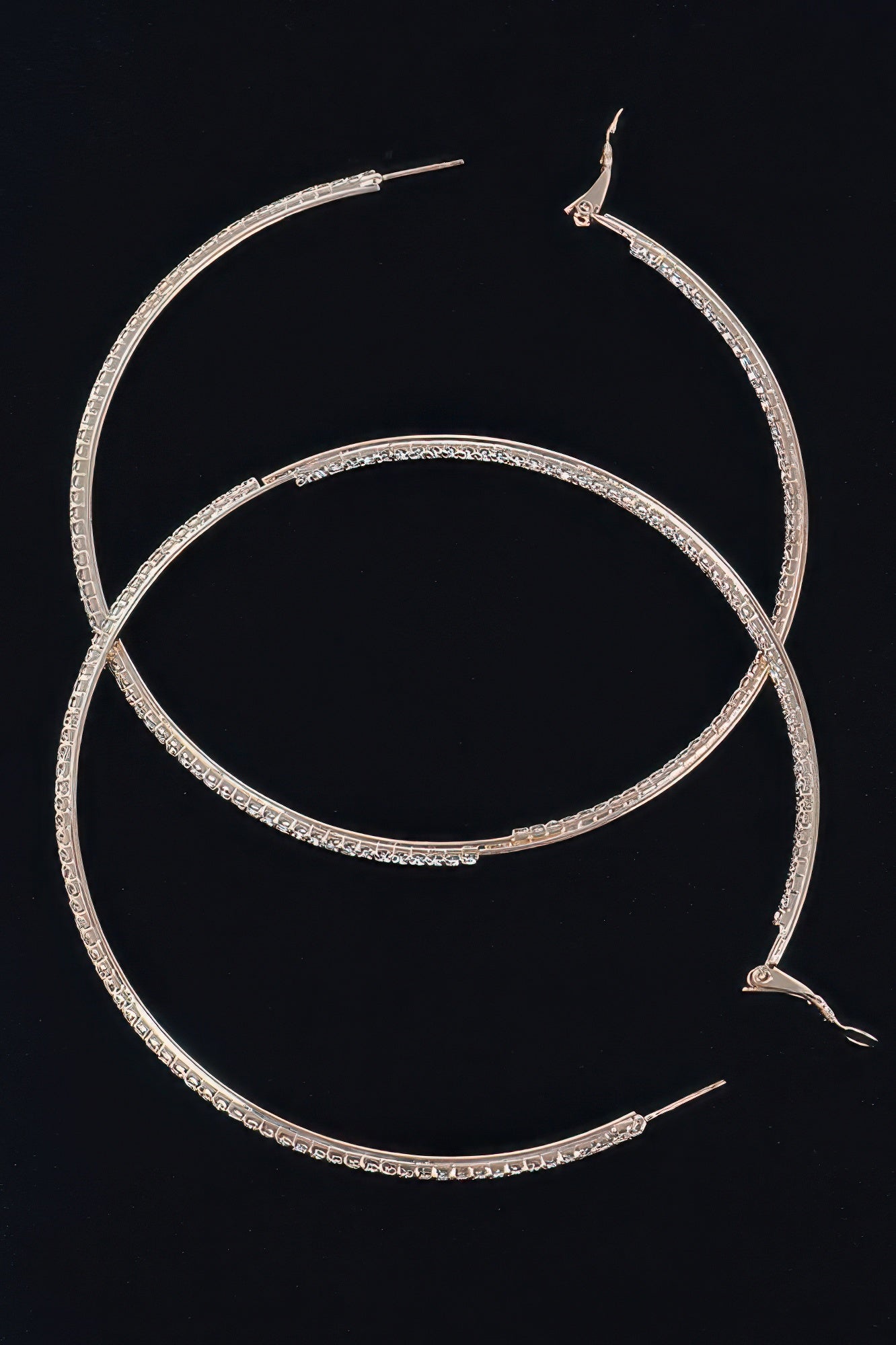 Thin Hoop Earrings With Rhinestone Details.