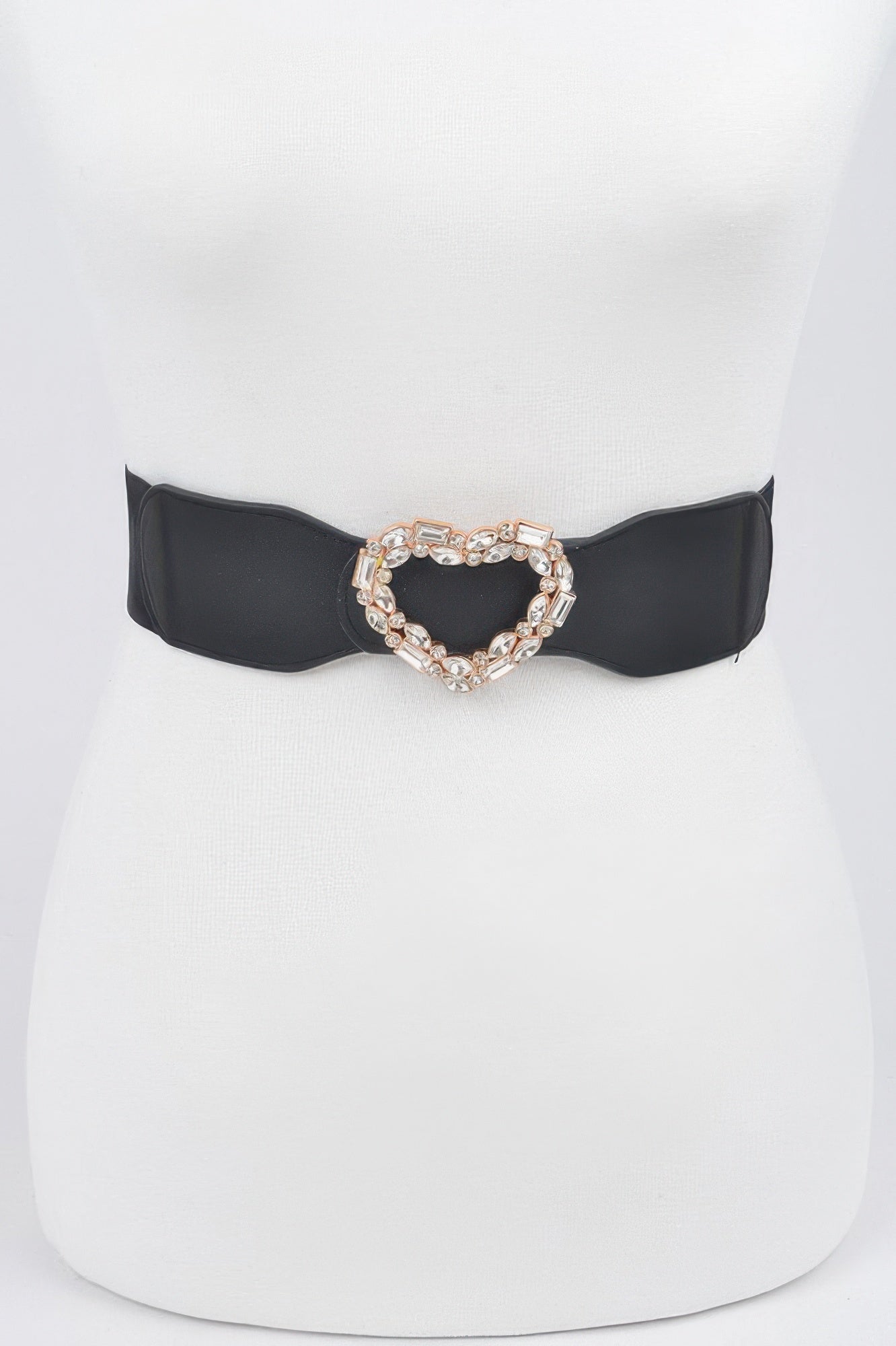 Heart Rhinestone Buckle Elastic Belt