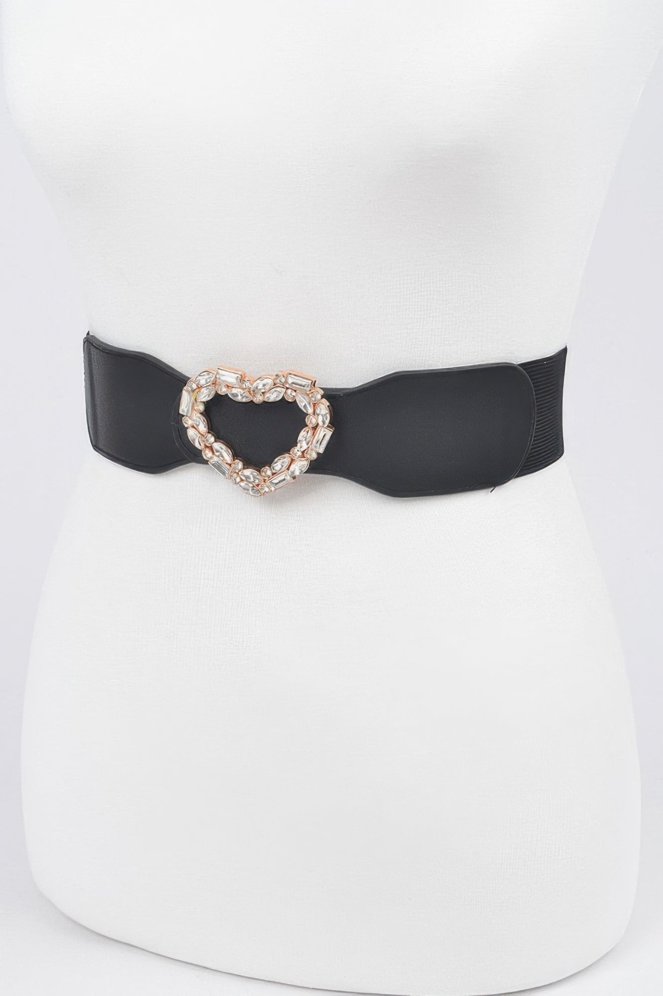 Heart Rhinestone Buckle Elastic Belt