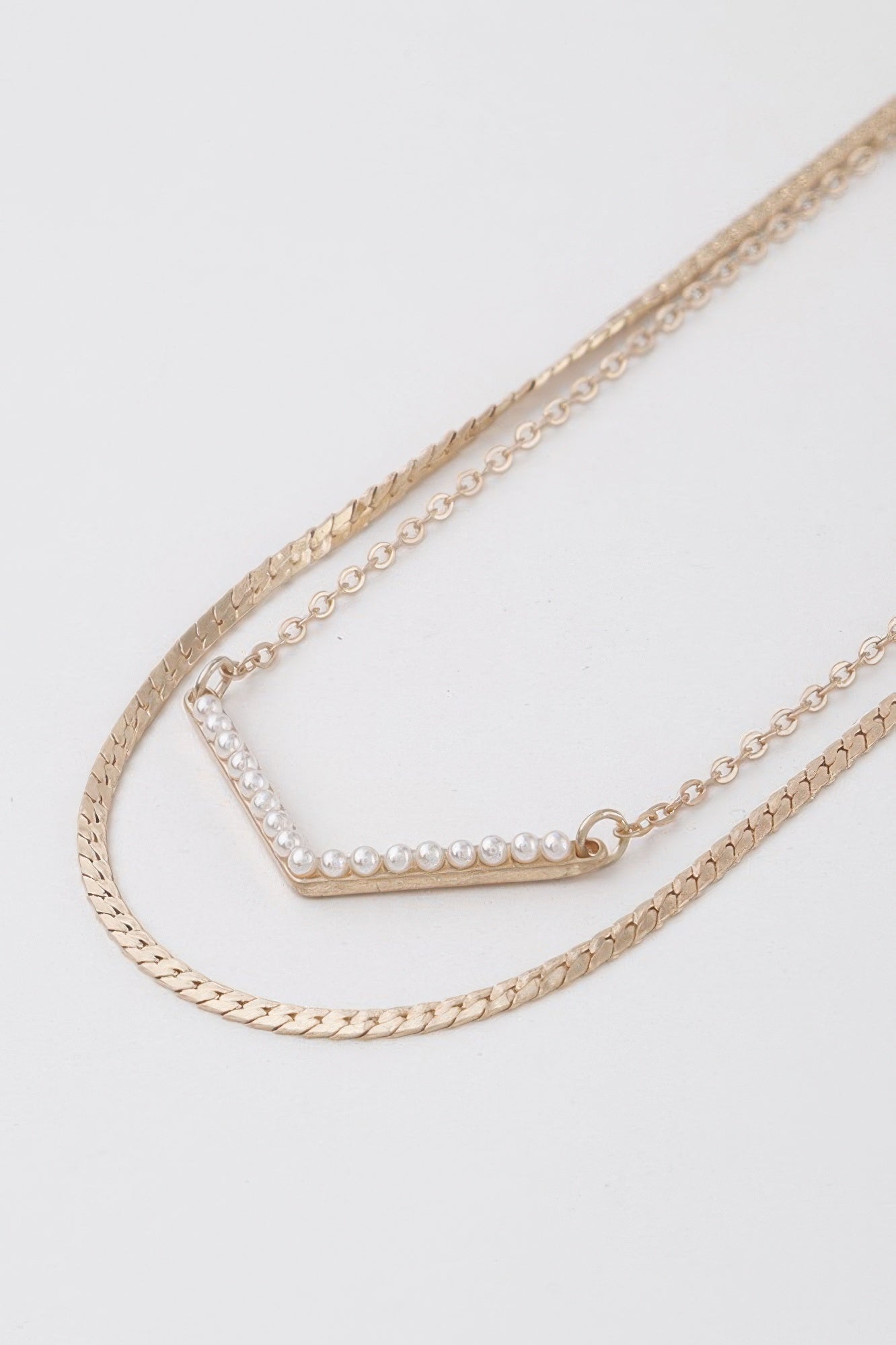Pearled V Necklace