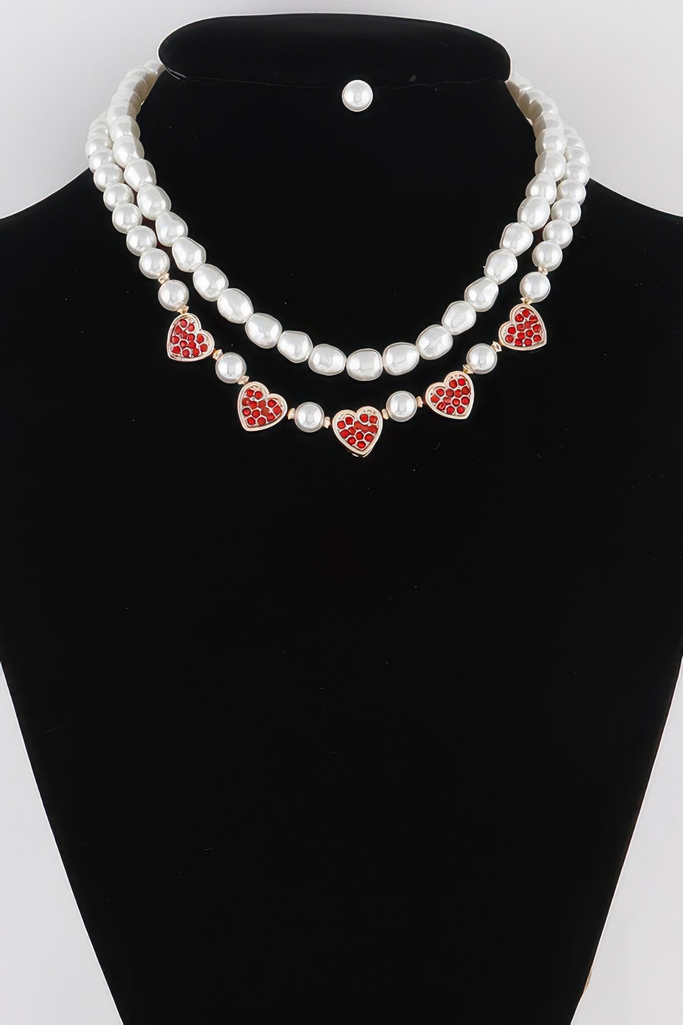 Pearled Heart Charms Necklace