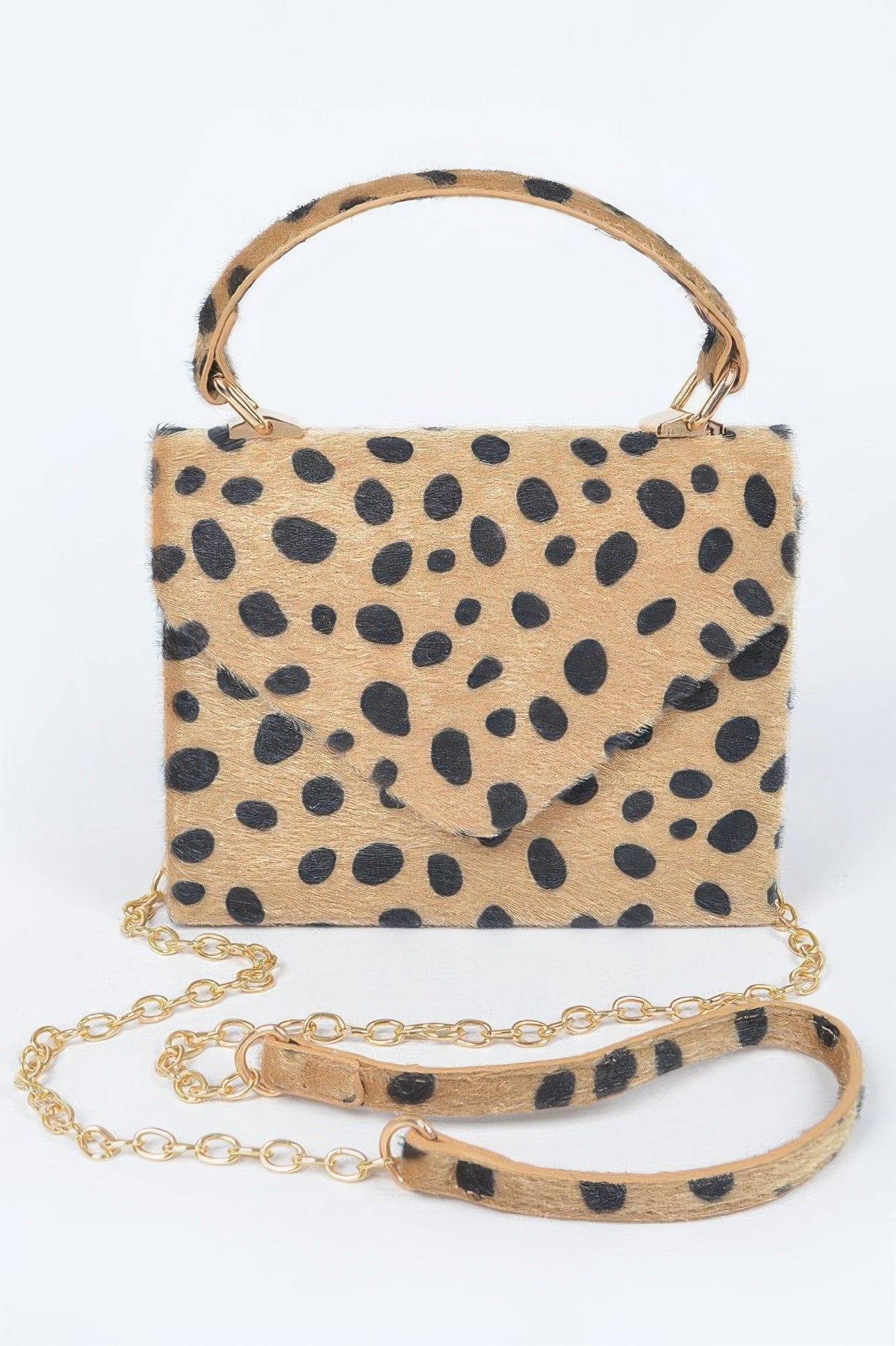 Faux Fur Leo Top Handle Clutch