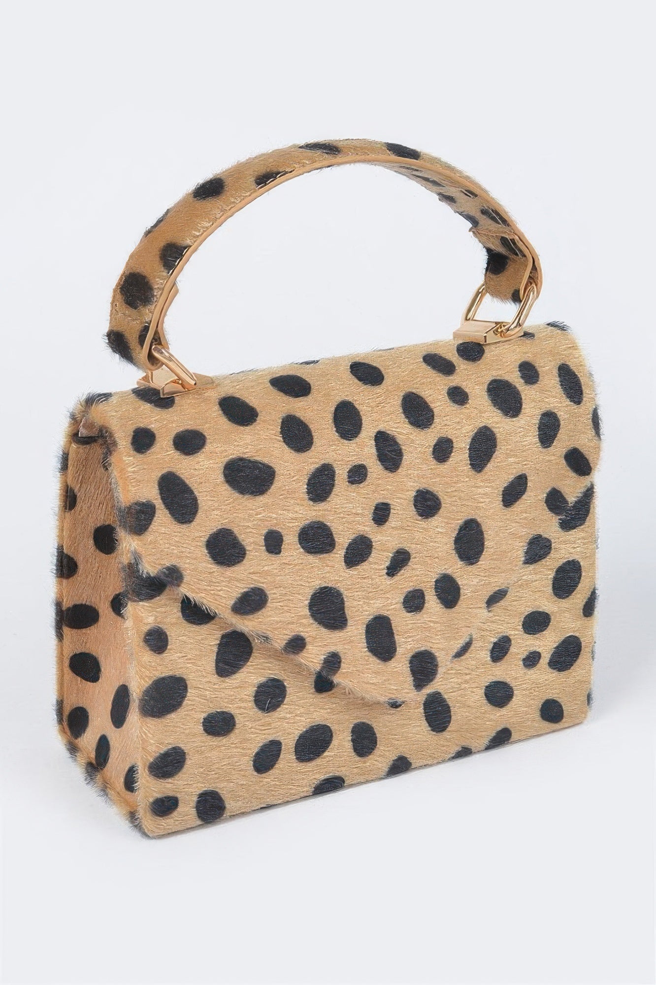 Faux Fur Leo Top Handle Clutch