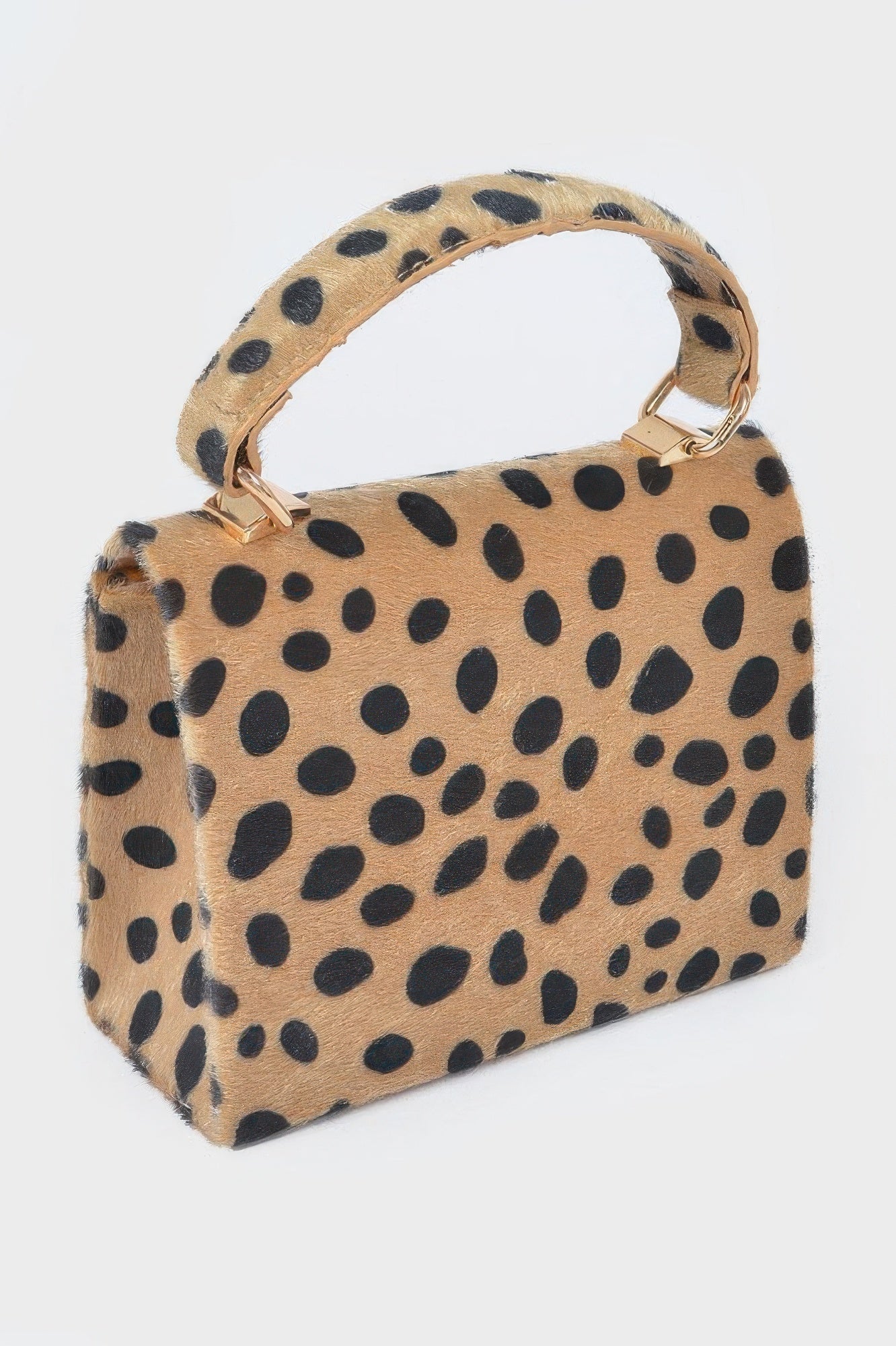 Faux Fur Leo Top Handle Clutch