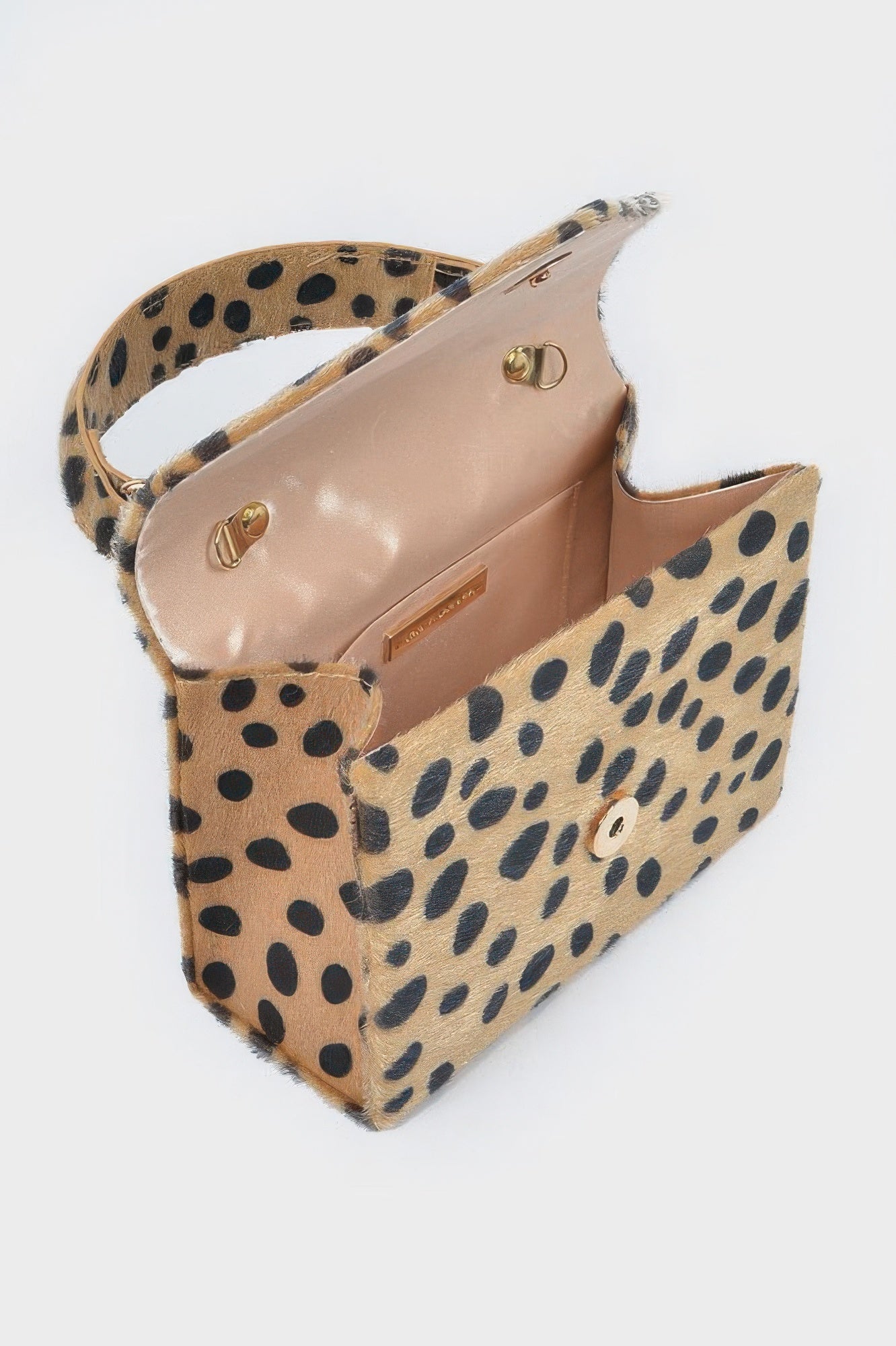 Faux Fur Leo Top Handle Clutch