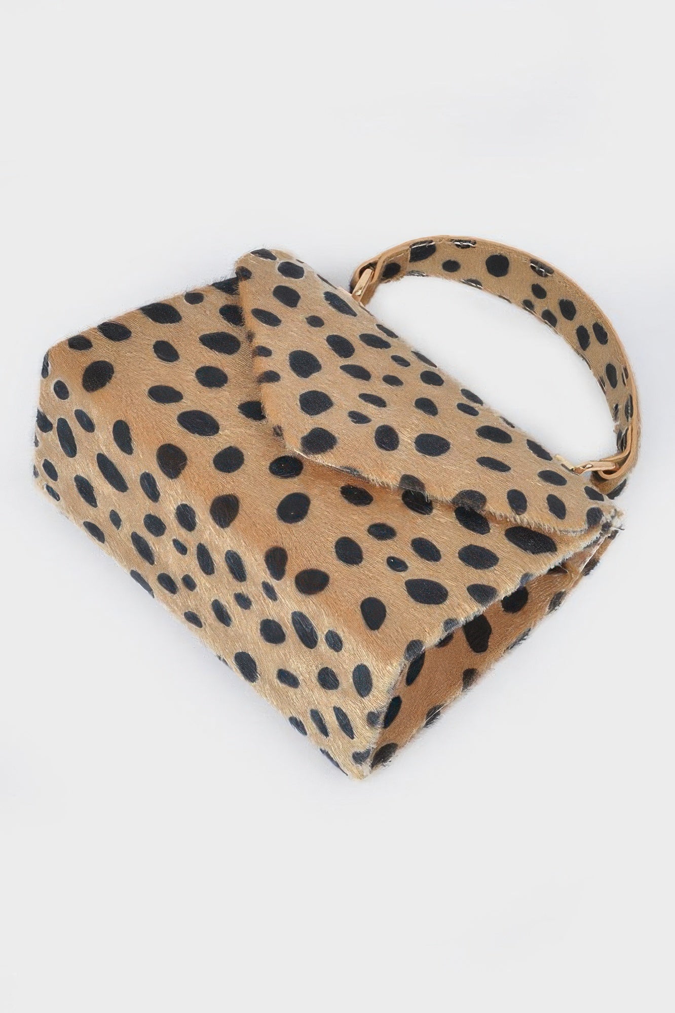 Faux Fur Leo Top Handle Clutch