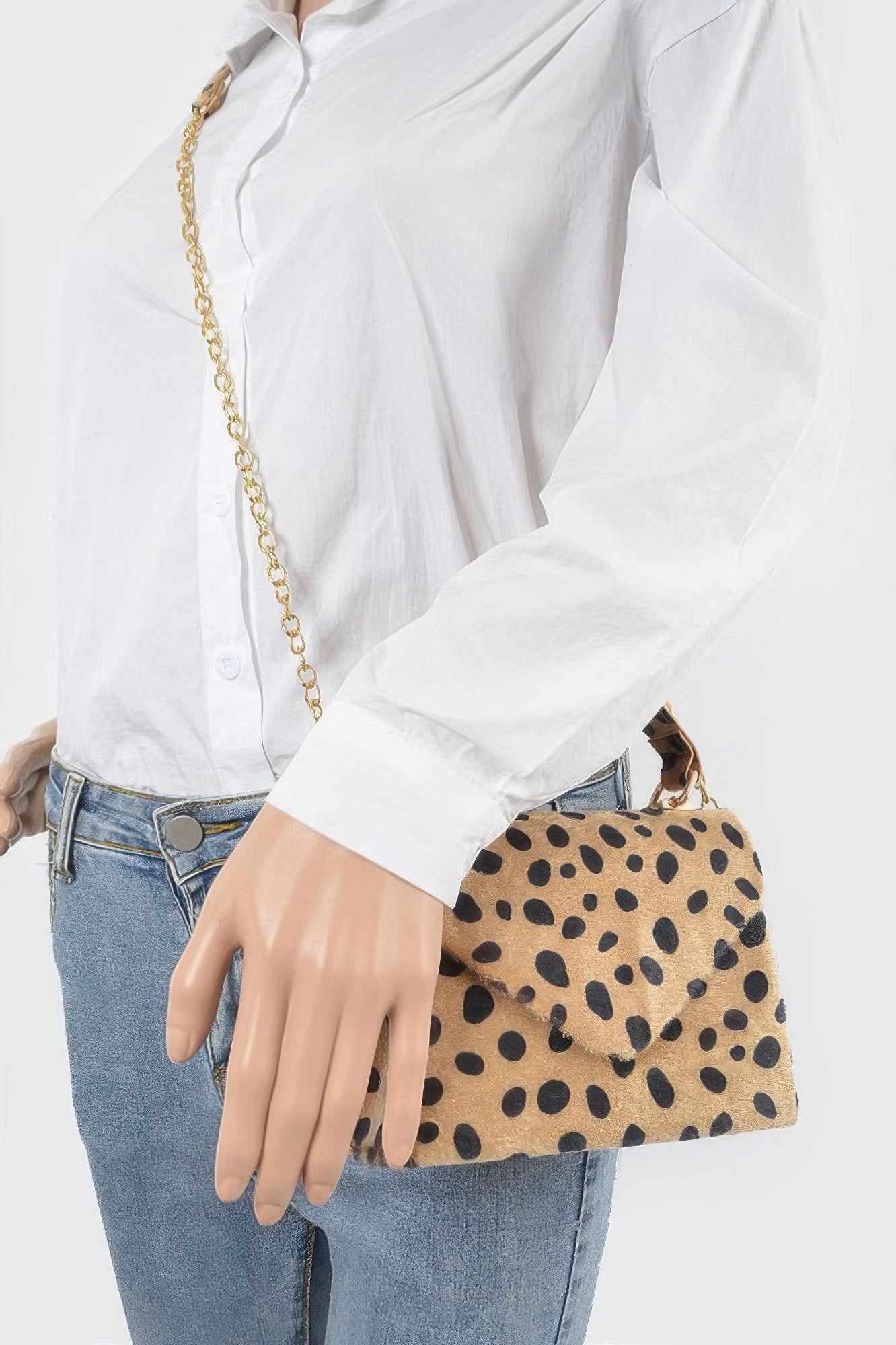 Faux Fur Leo Top Handle Clutch
