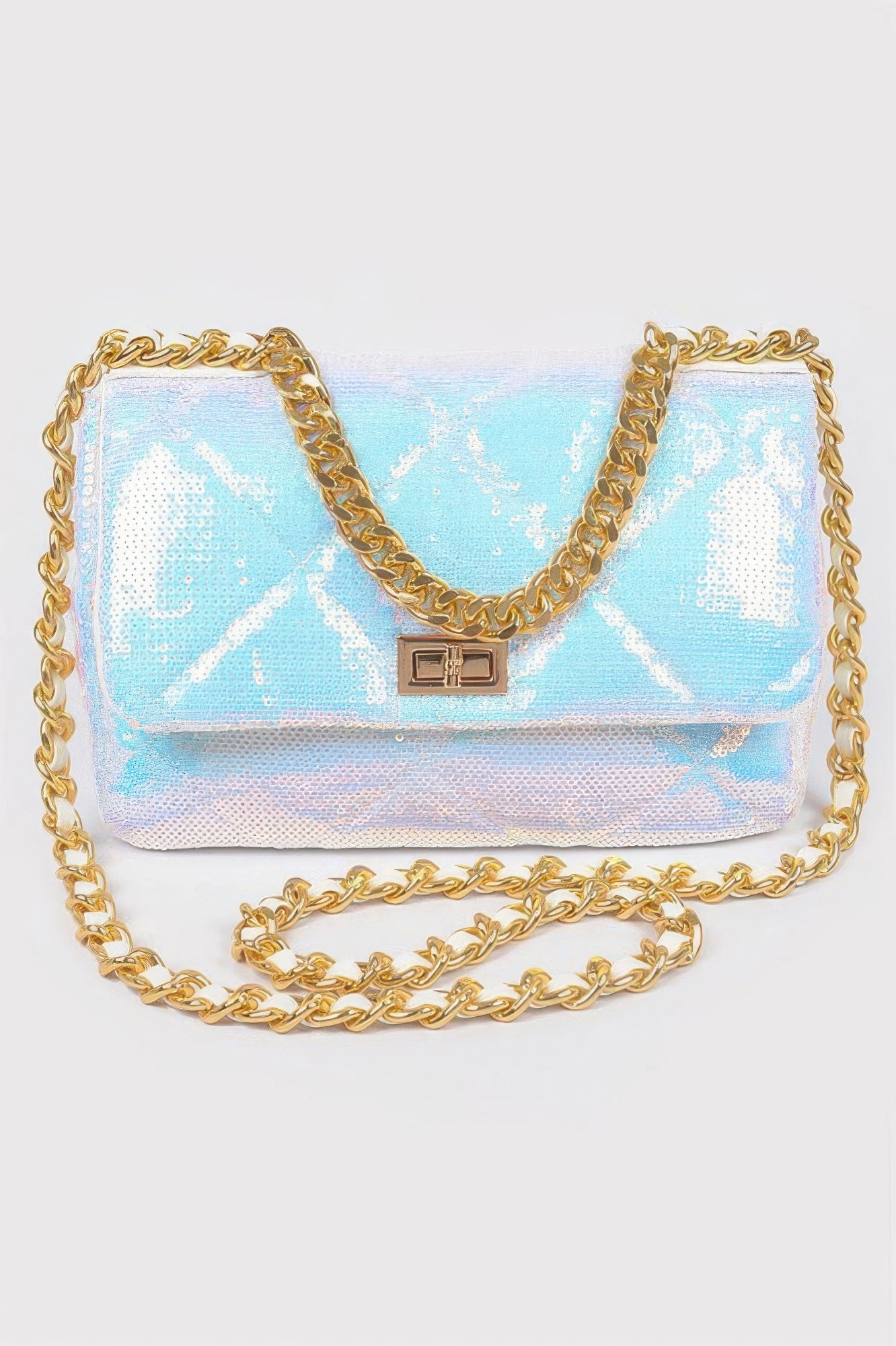 Quilted Sequins Chain Shoulder