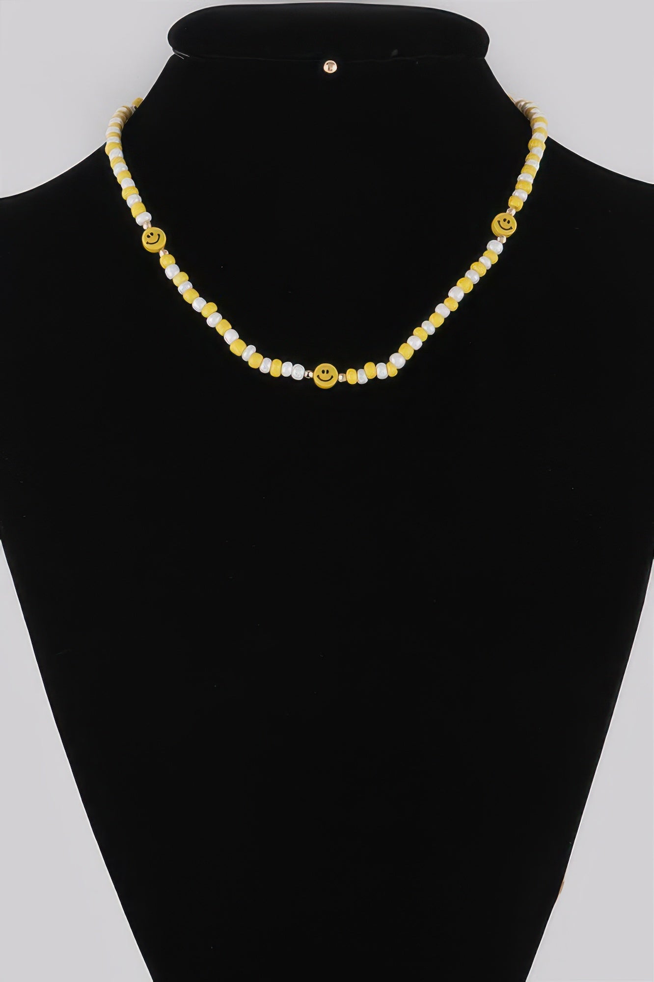 Beaded Smiley Face Charm Necklace