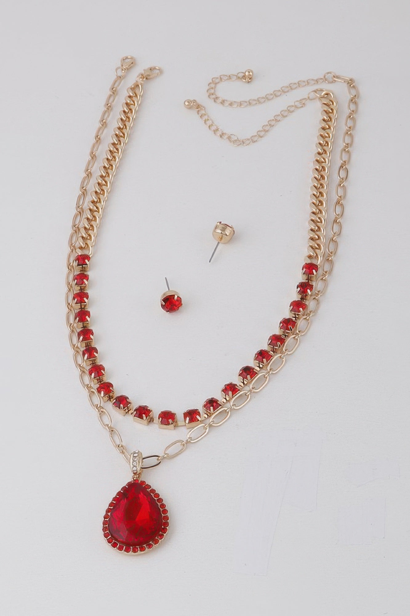 Jeweled Teardrop Pendant Necklace
