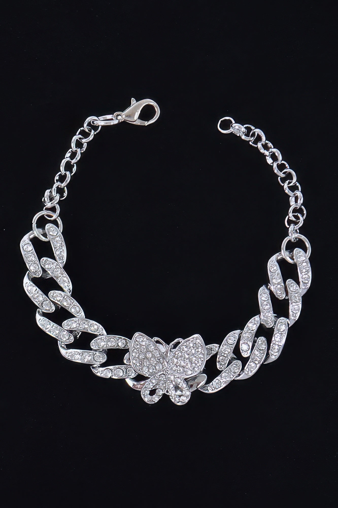 Rhinestone Butterfly Chain Bracelet