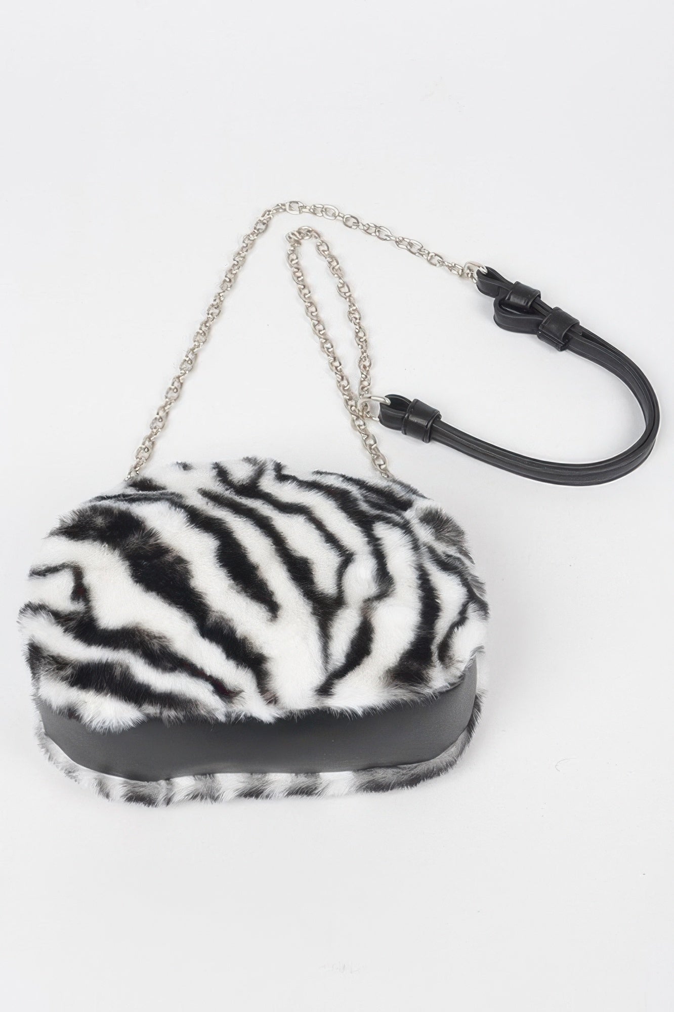 Tiger Print Fur Zip Crossbody Bag