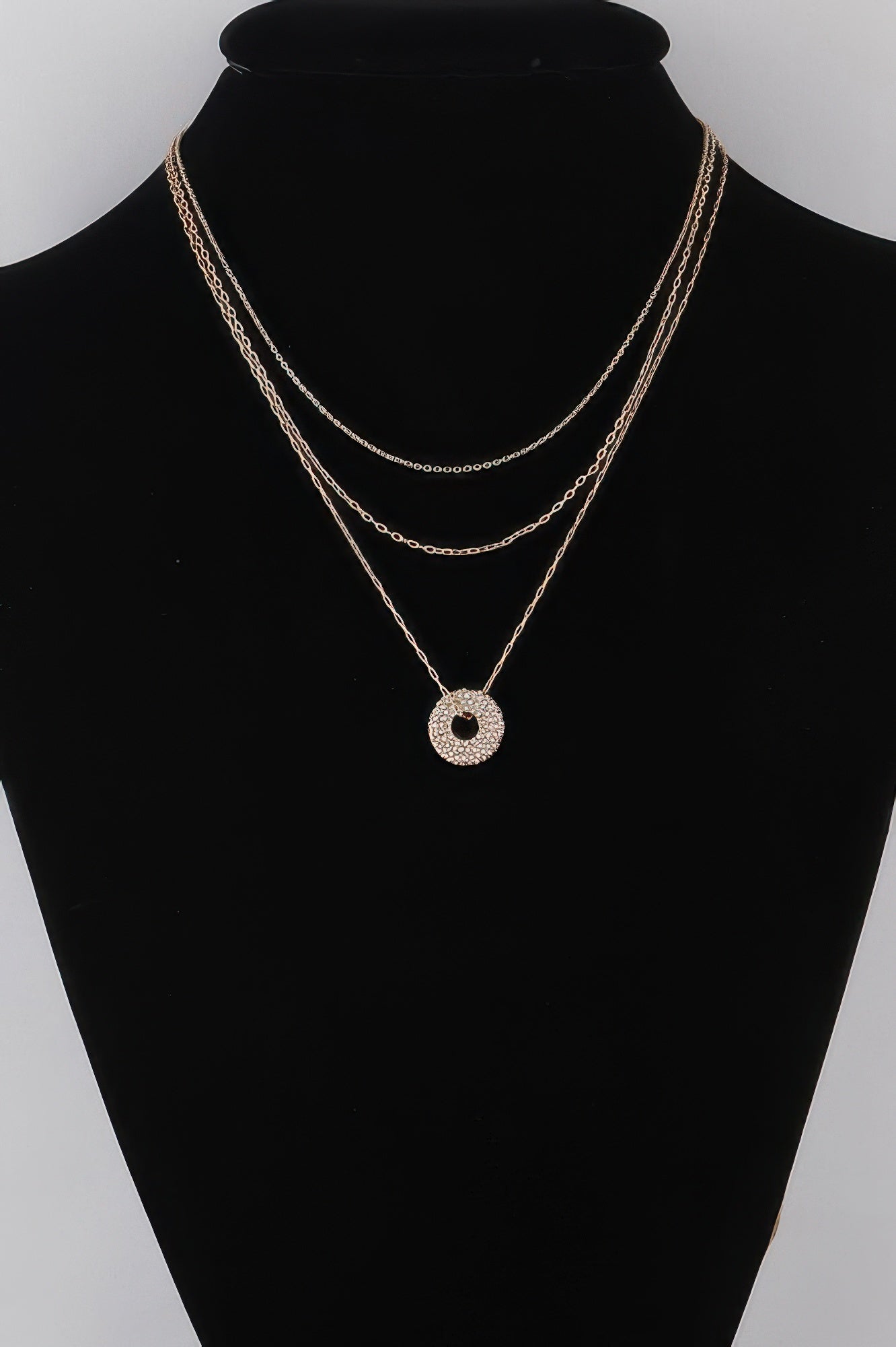 Jeweled Open Circle Pendant Necklace