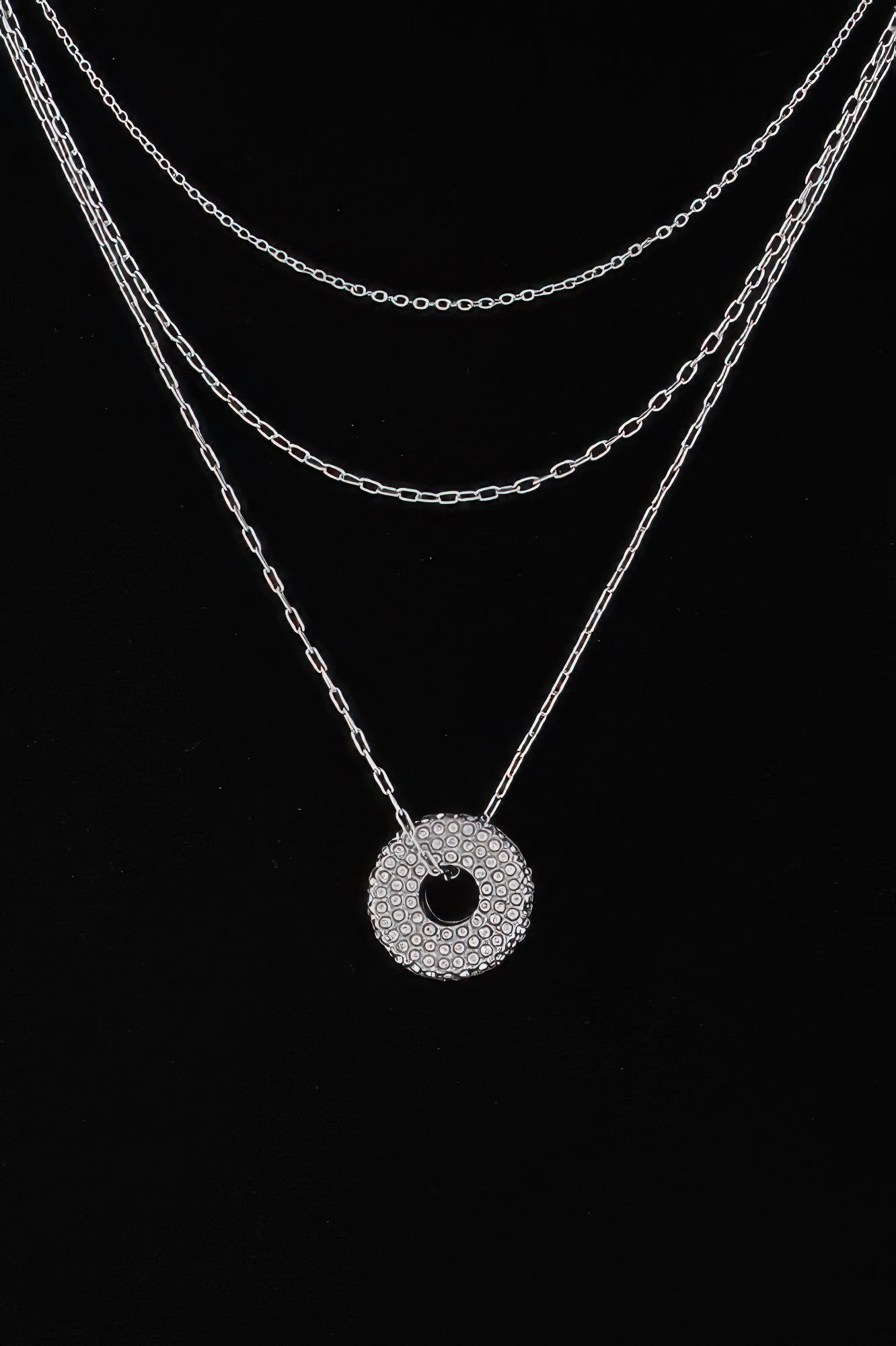 Jeweled Open Circle Pendant Necklace