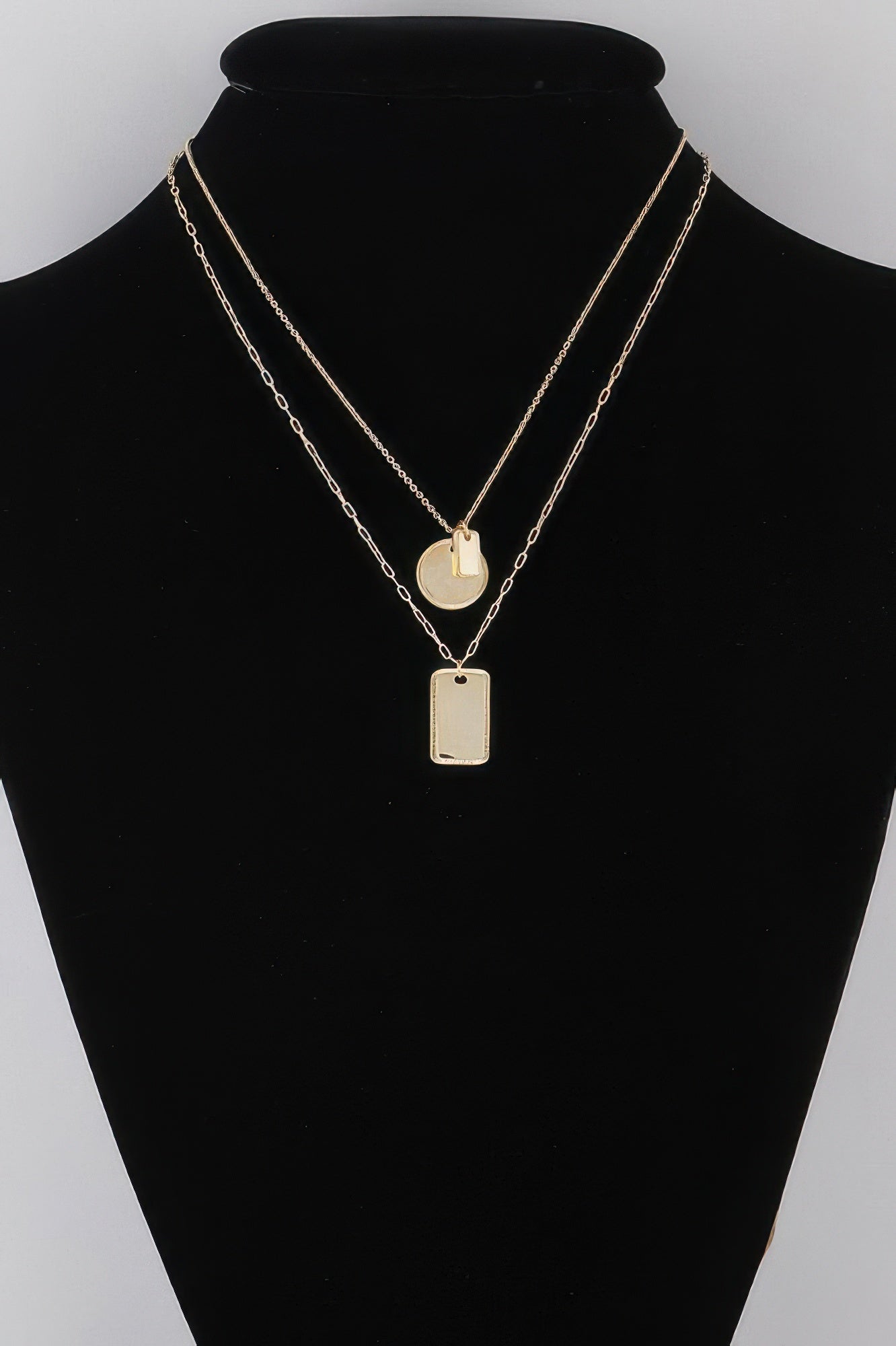 Double Layered Name Tag Pendant Necklace