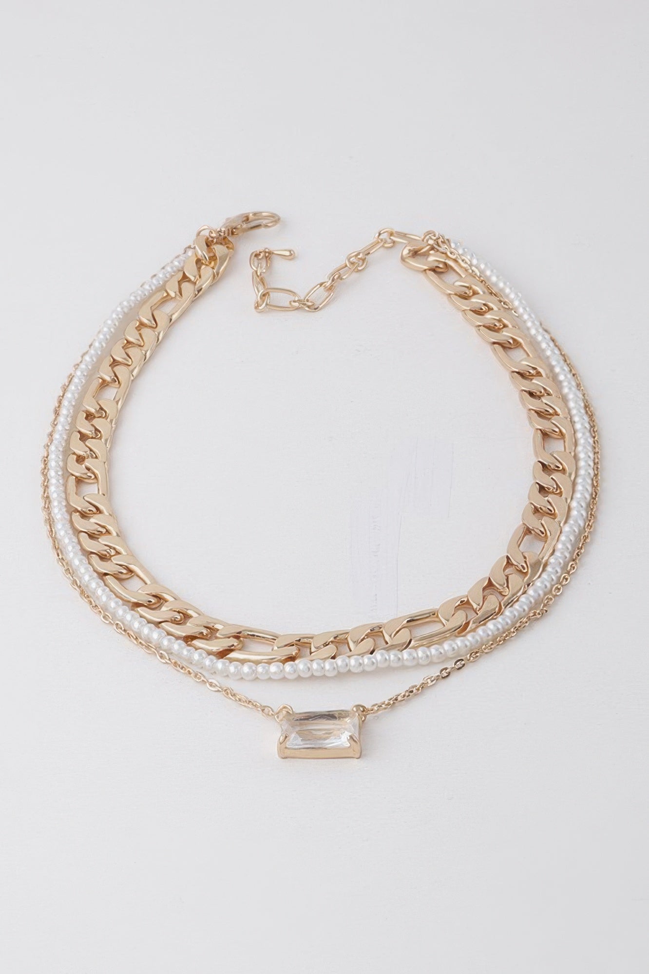 Multi Crystal N Pearl Necklace