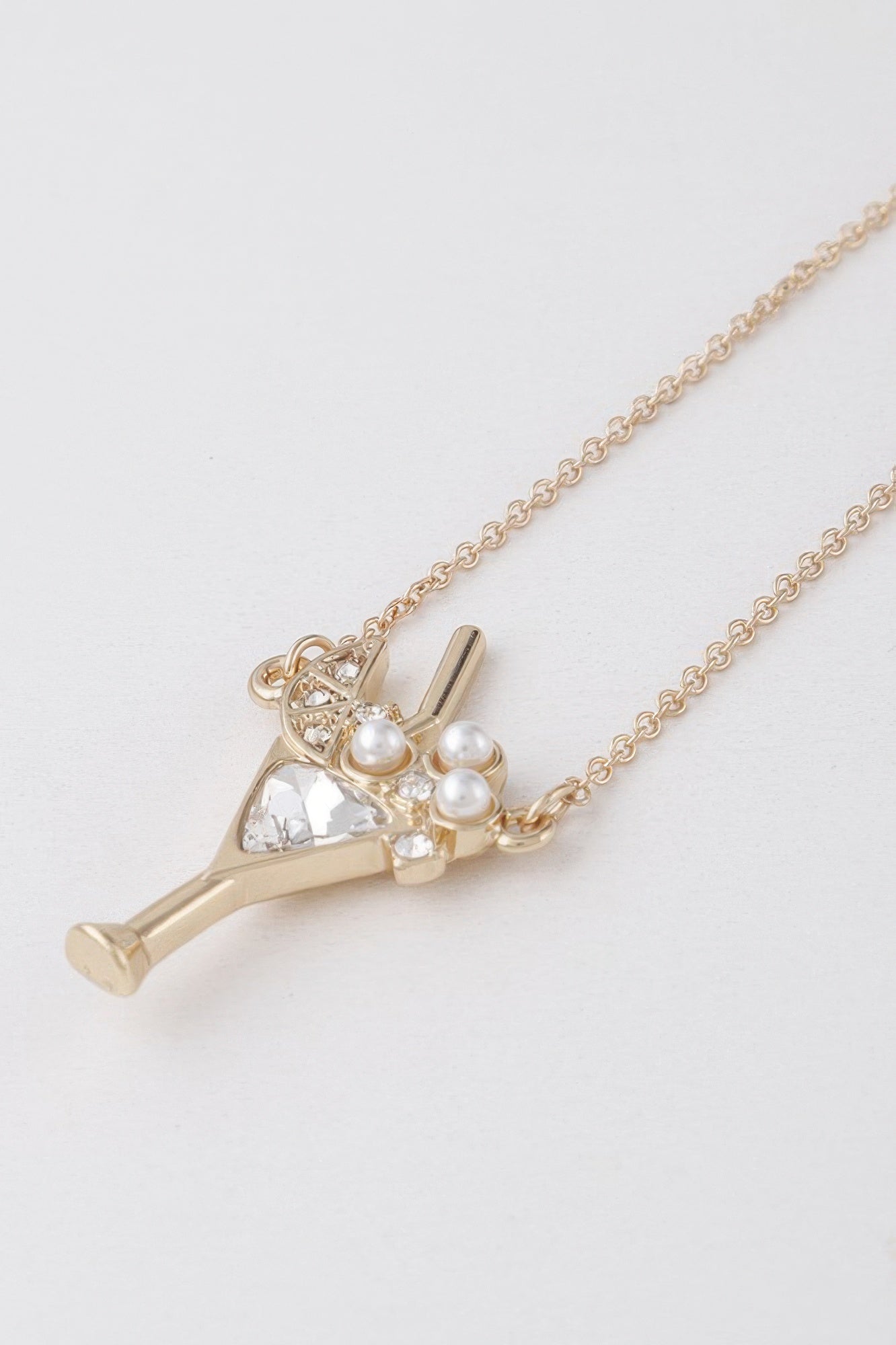 Jeweled Martini Glass Pendant Necklace