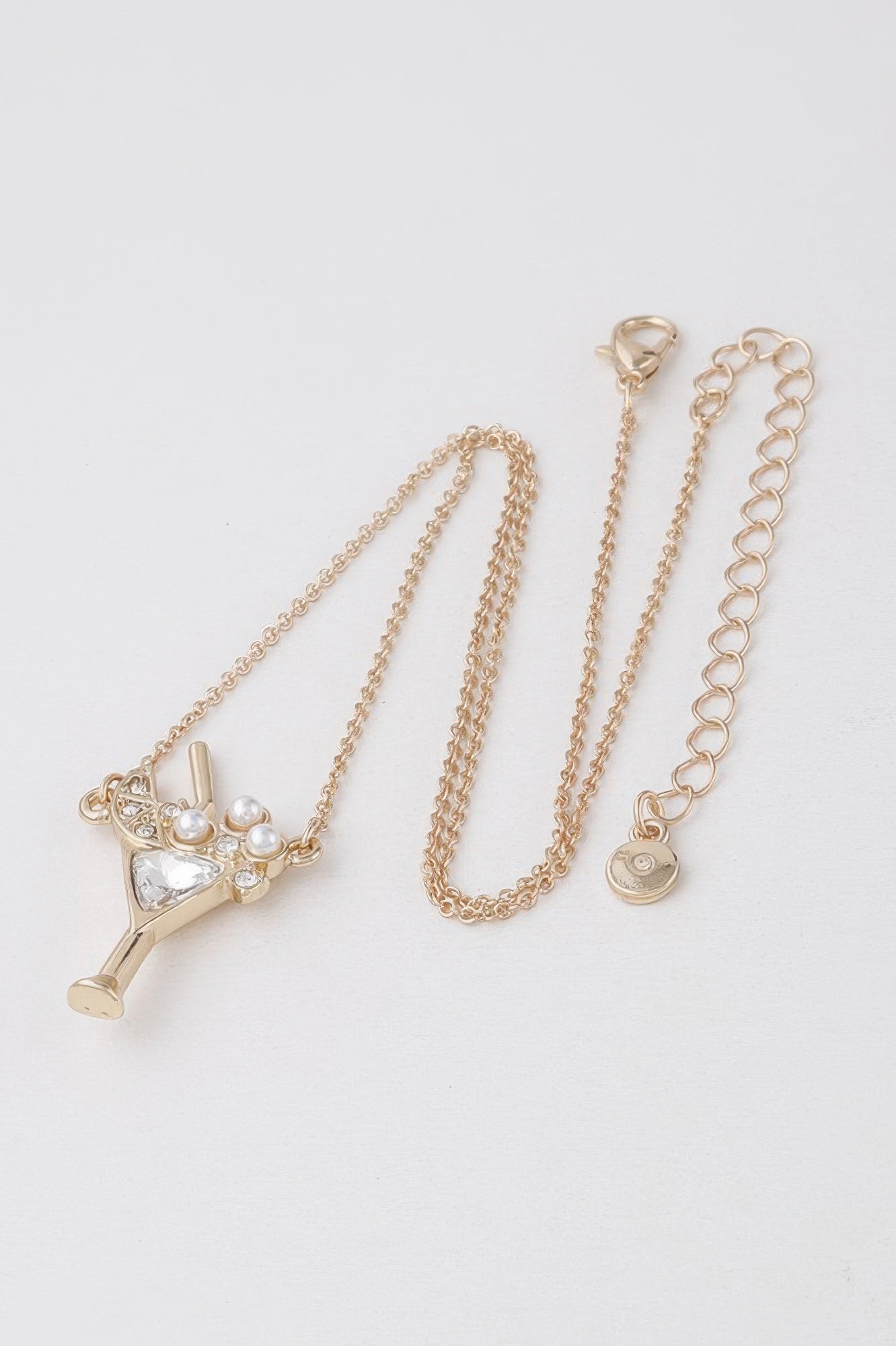 Jeweled Martini Glass Pendant Necklace