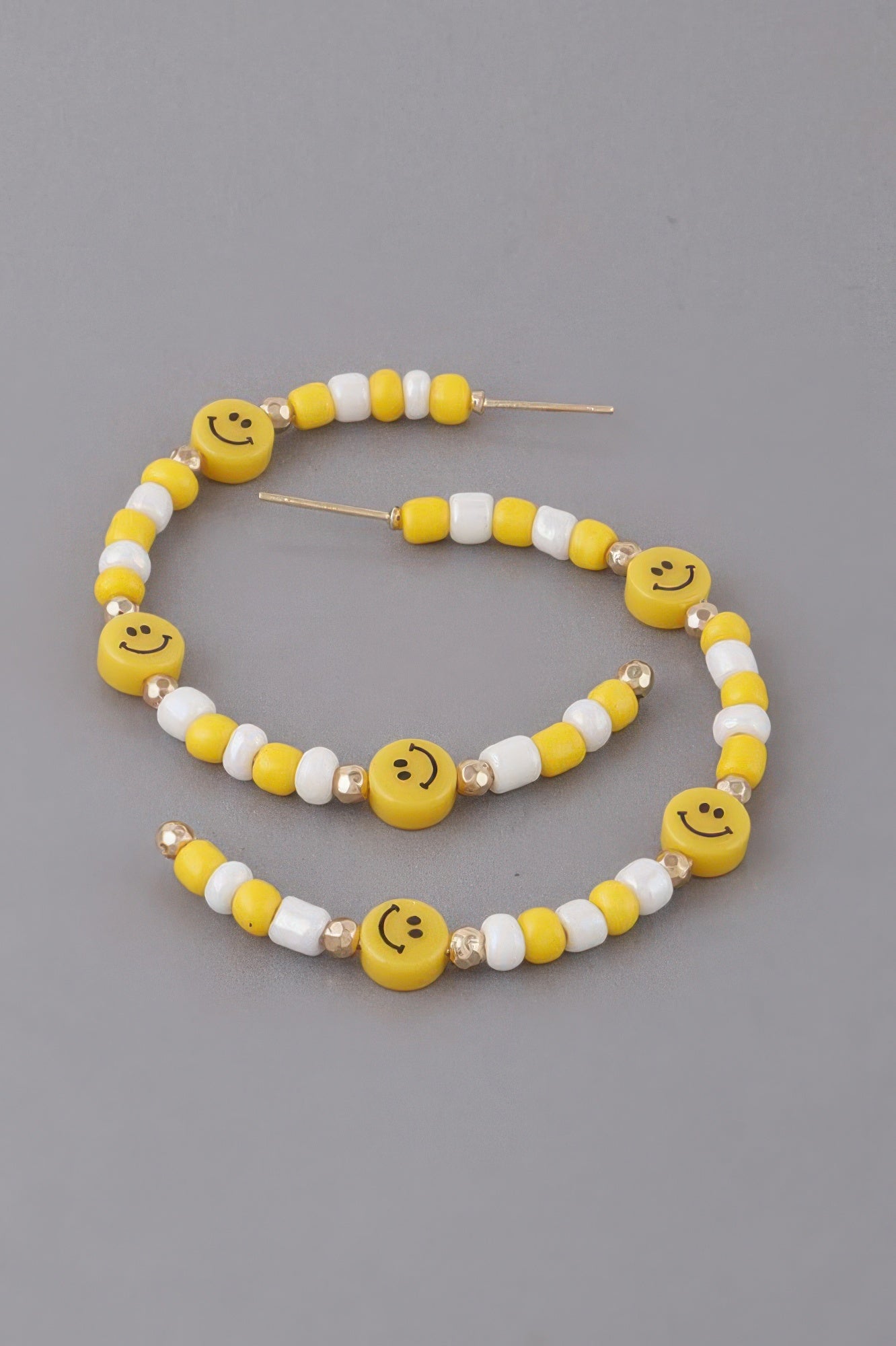 Beaded Smiley Face Hoop Earrings