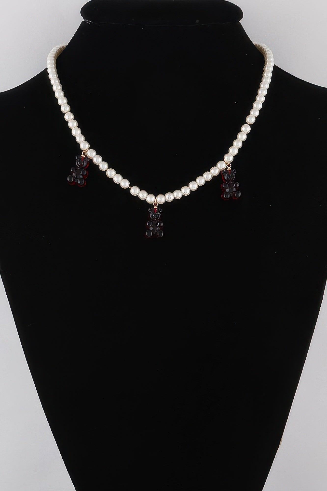 Pearled Gummy Bear Trio Necklace