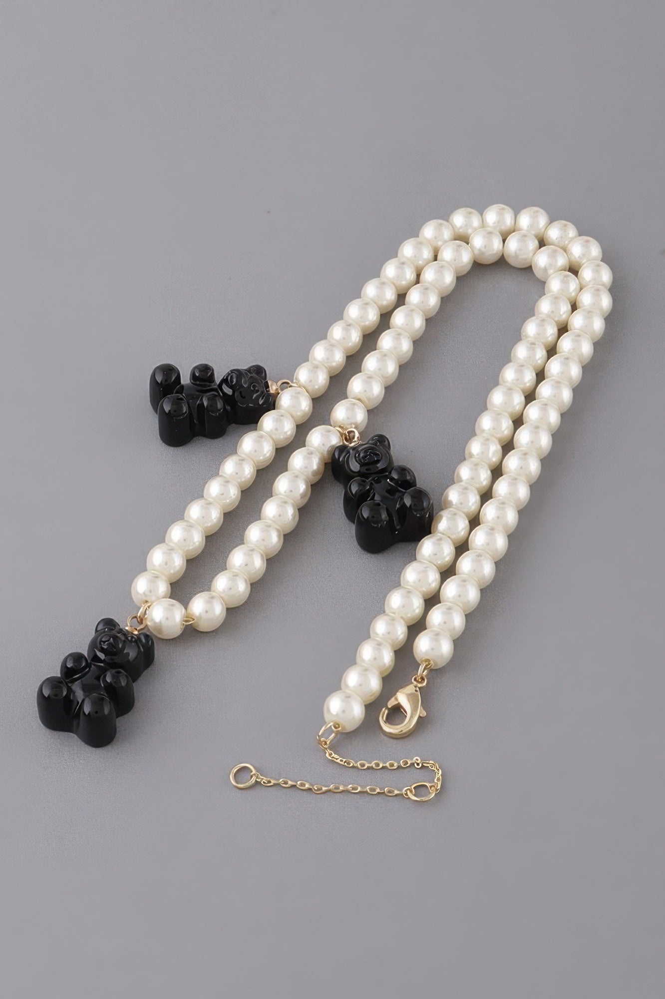 Pearled Gummy Bear Trio Necklace
