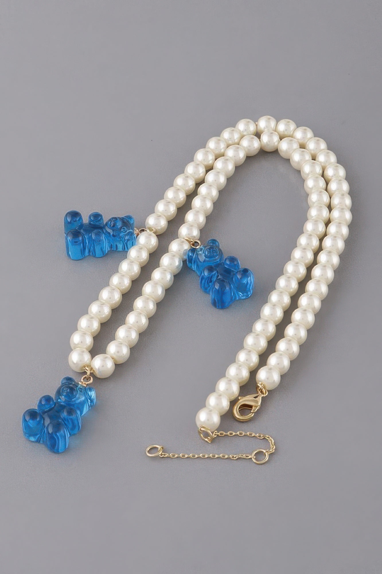 Pearled Gummy Bear Trio Necklace