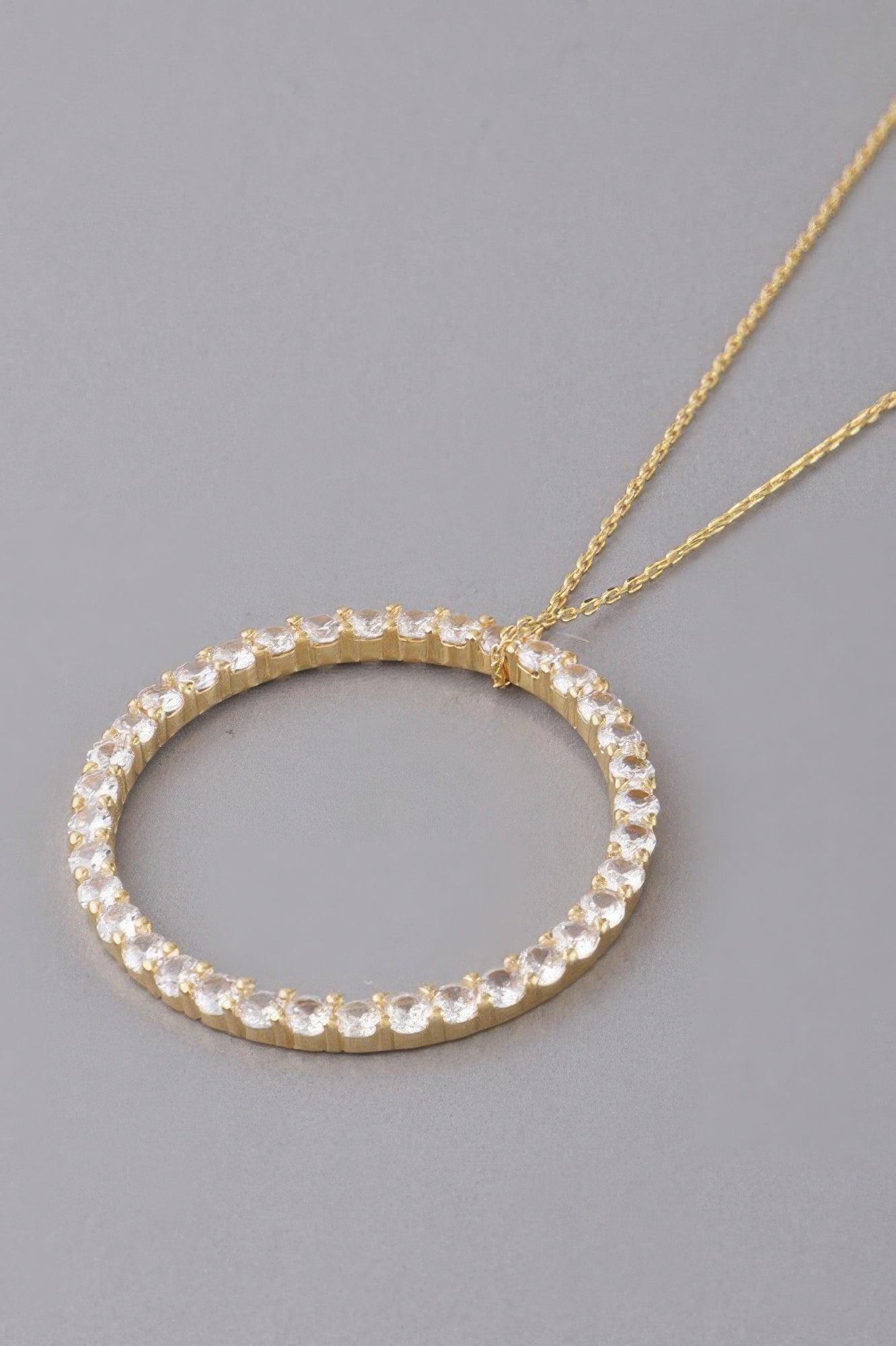 Jewel Lined Circle Pendant Necklace