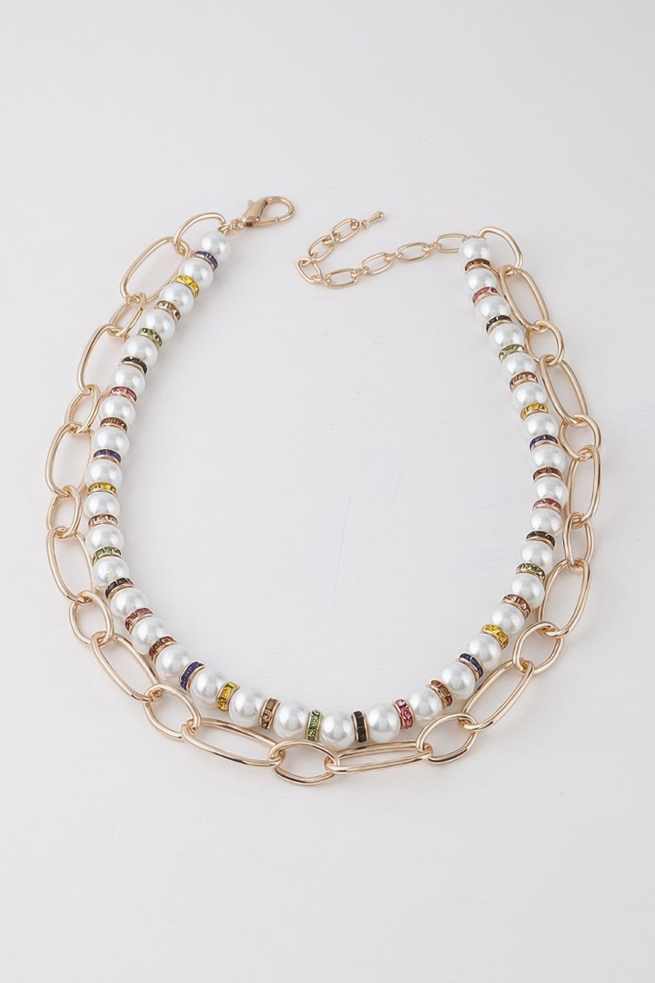 Double Layered Pearl N Chain Necklace