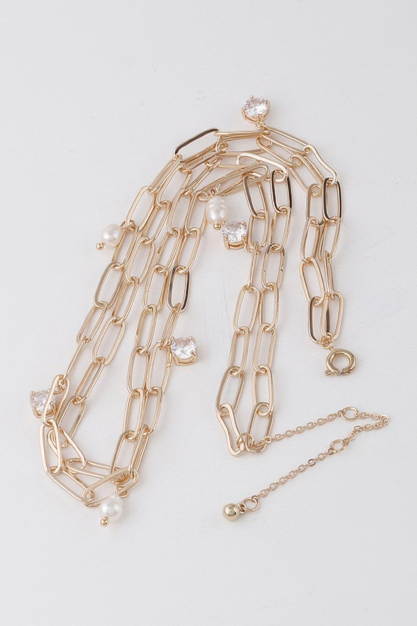 Rhinestone N Bead Chain Necklace