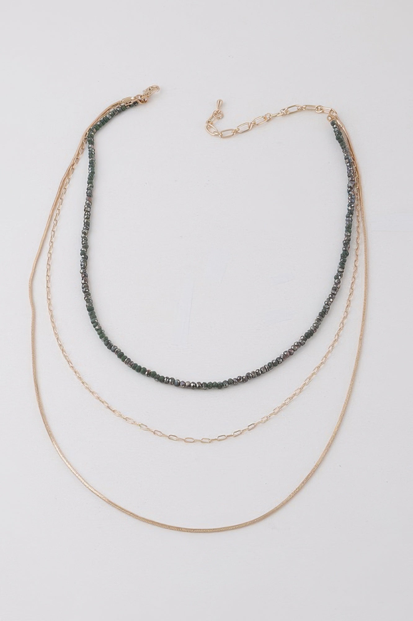 Multi Stone N Link Chain Necklace