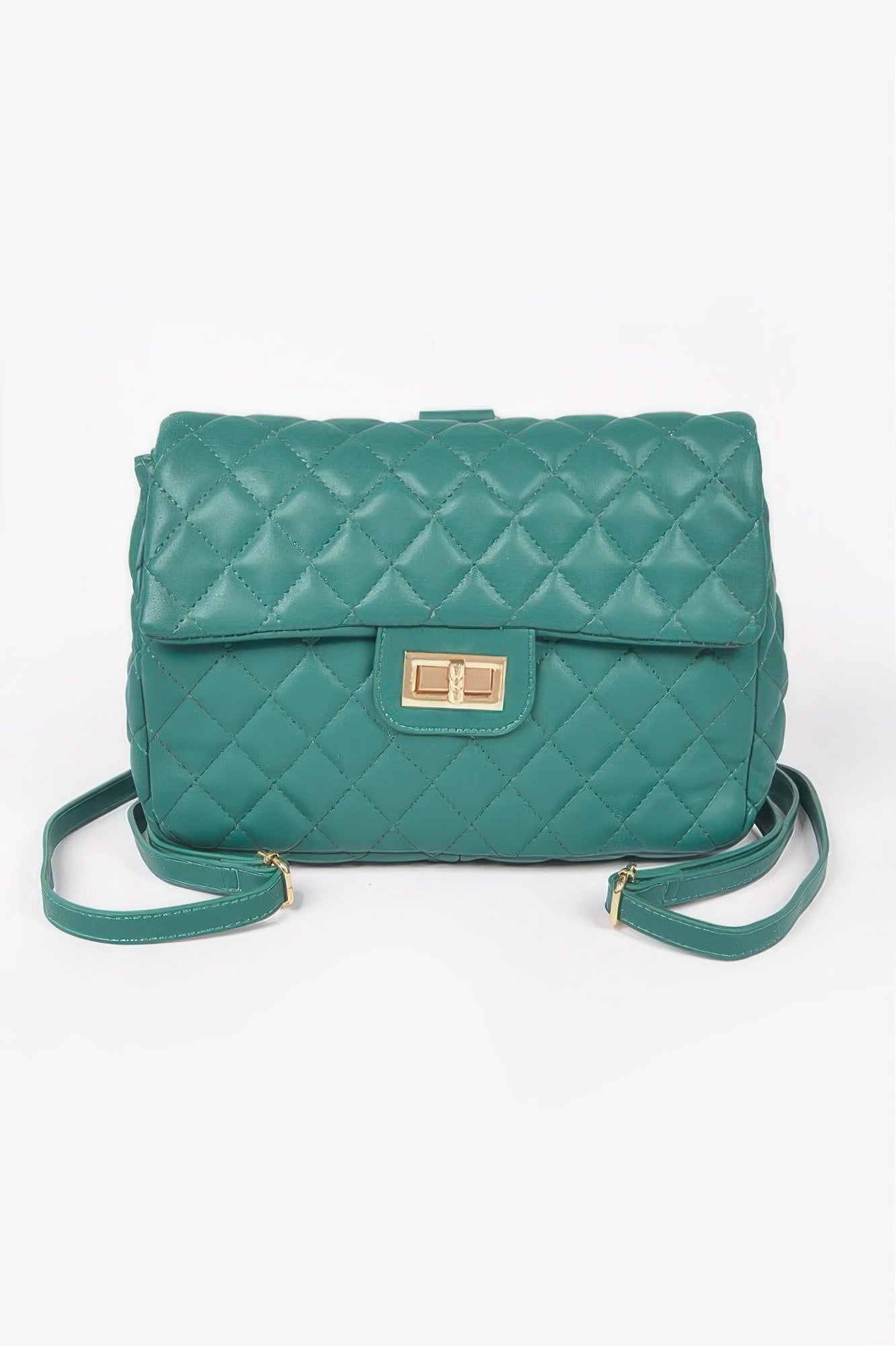 Quilted Faux Leather Flap Backpack