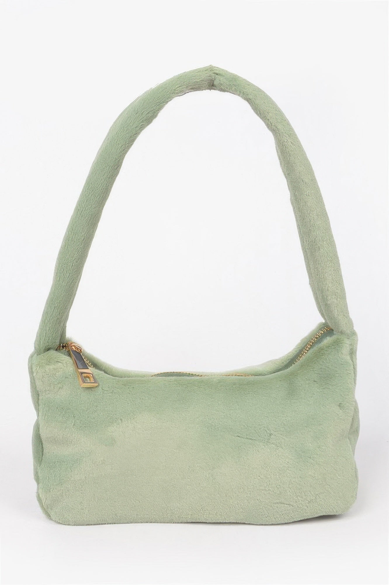 Solid Faux Fur Shoulder Bag