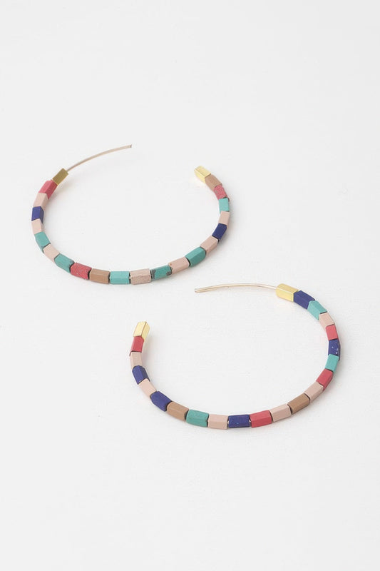 Beaded Clay Hoop Earrings