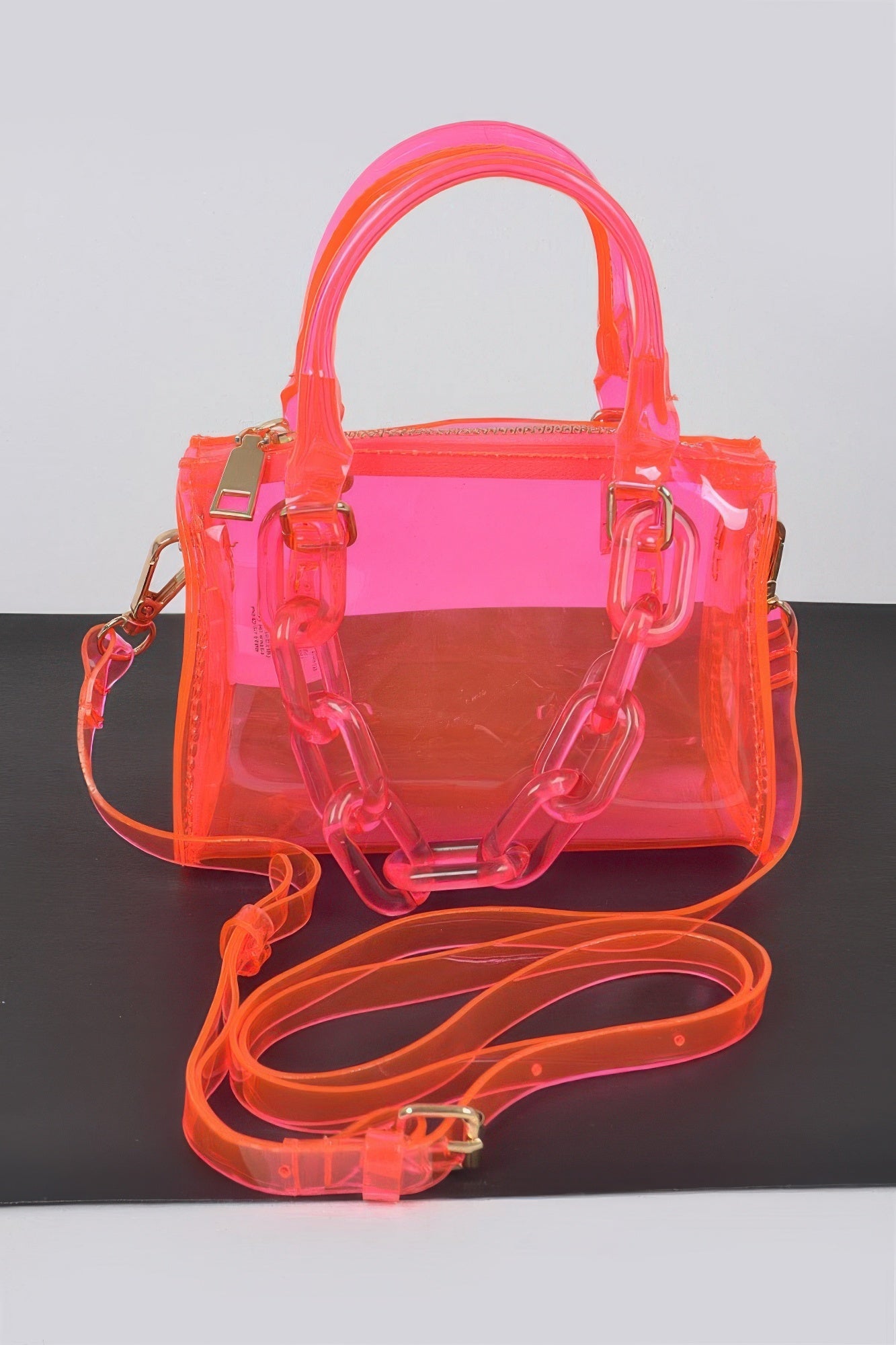 Transparent Mini Duffle Bag W/acrylic Chain